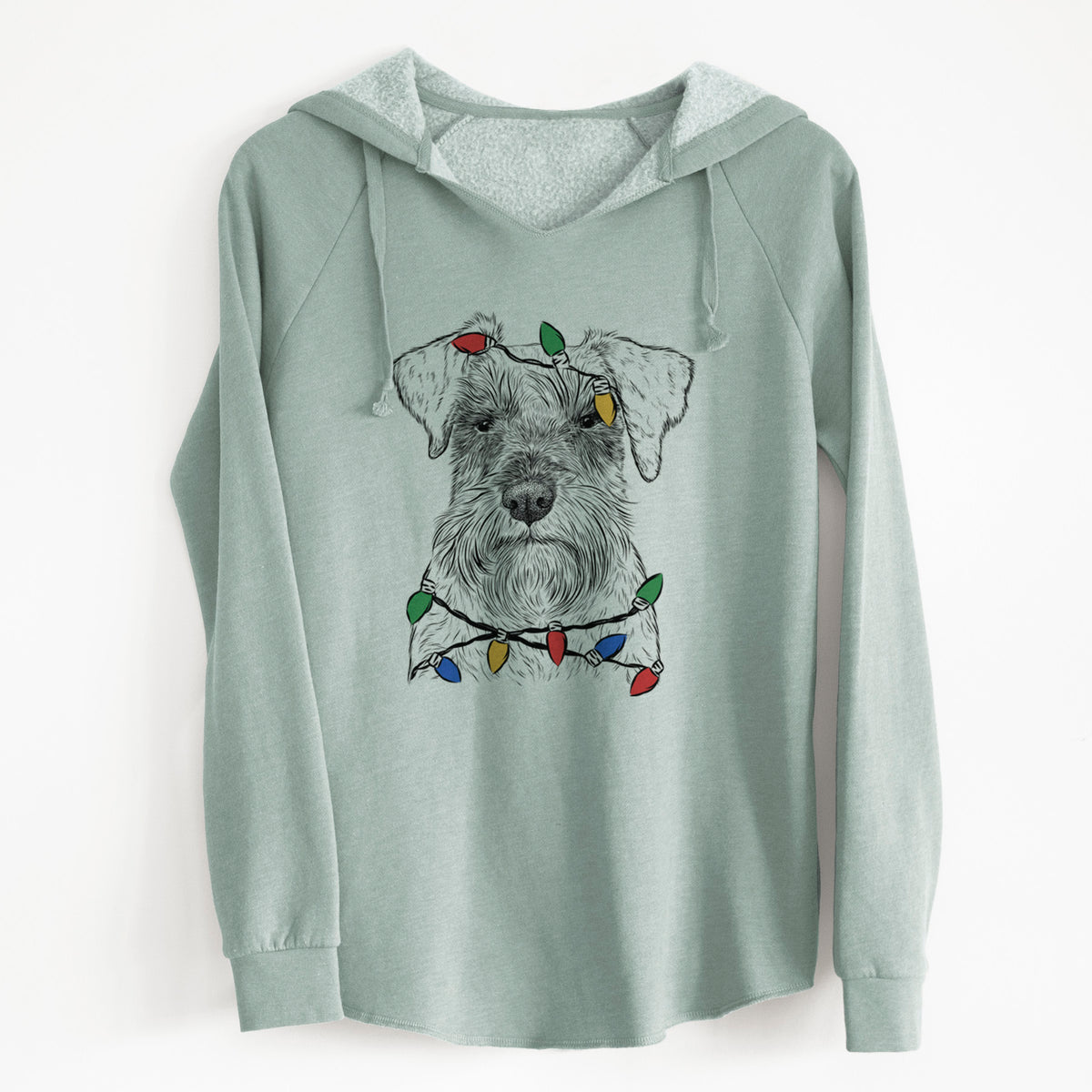 Christmas Lights Smokey the Miniature Schnauzer - Cali Wave Hooded Sweatshirt