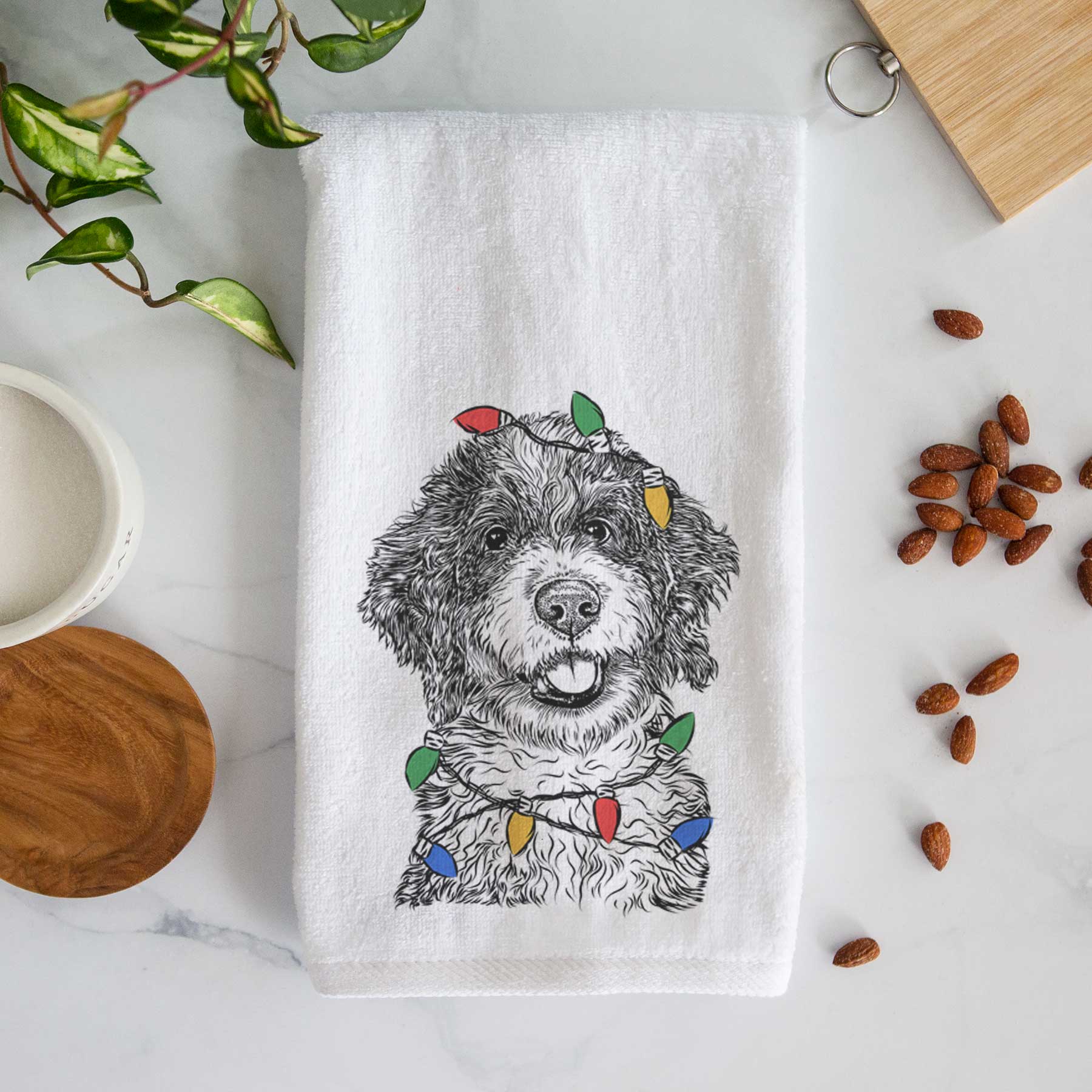 Smoky the Bernedoodle Puppy Decorative Hand Towel