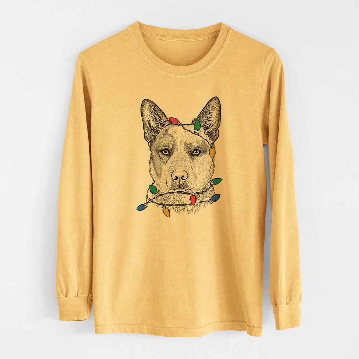 Christmas Lights Snap the Australian Cattle Dog - Heavyweight 100% Cotton Long Sleeve