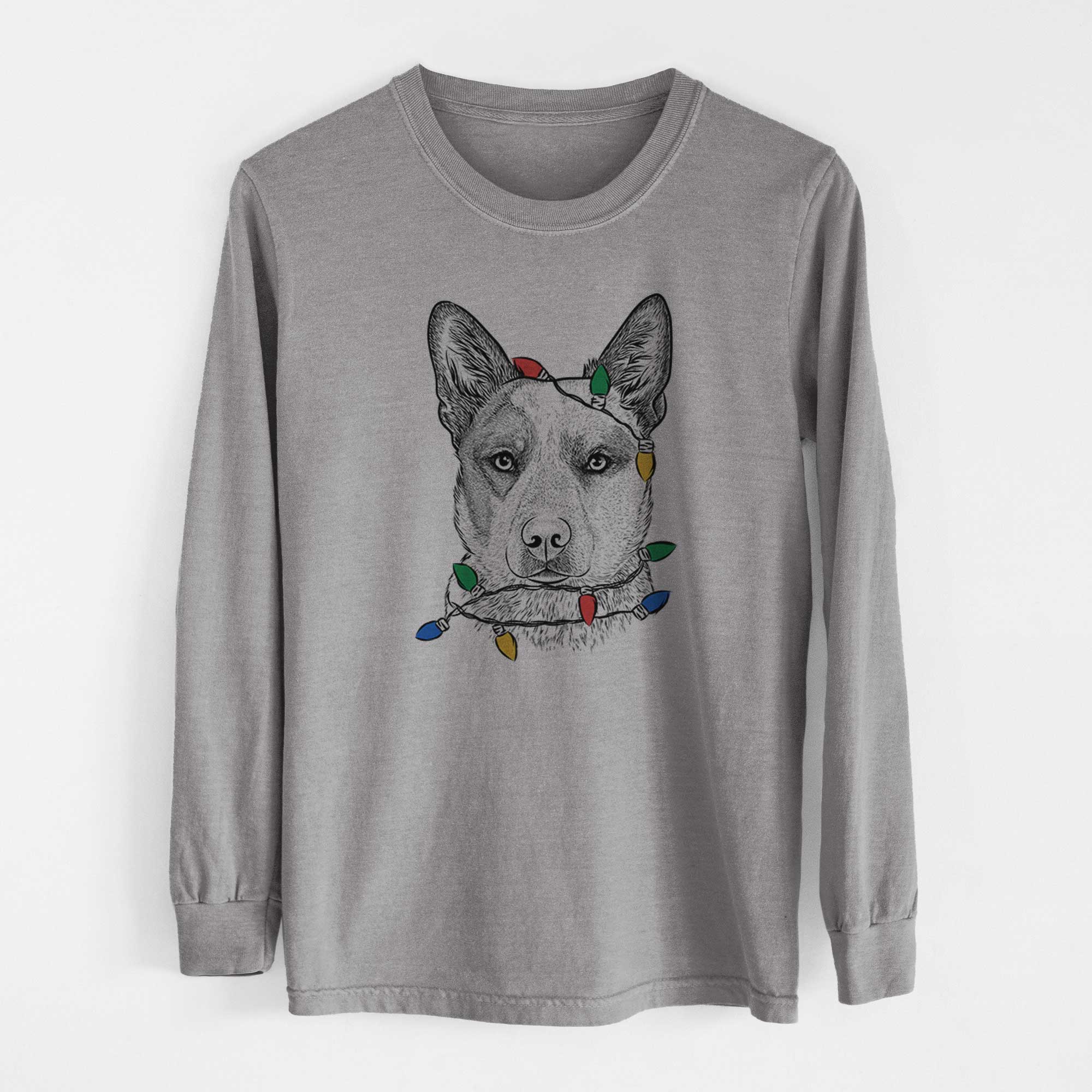 Christmas Lights Snap the Australian Cattle Dog - Heavyweight 100% Cotton Long Sleeve
