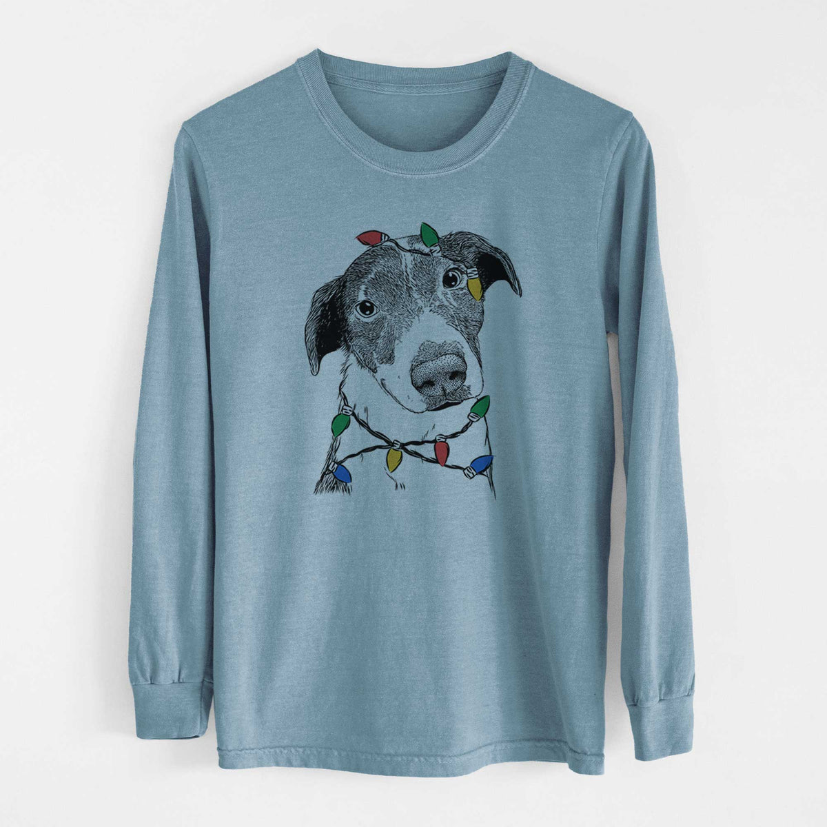 Christmas Lights Sophia the Mixed Breed - Heavyweight 100% Cotton Long Sleeve