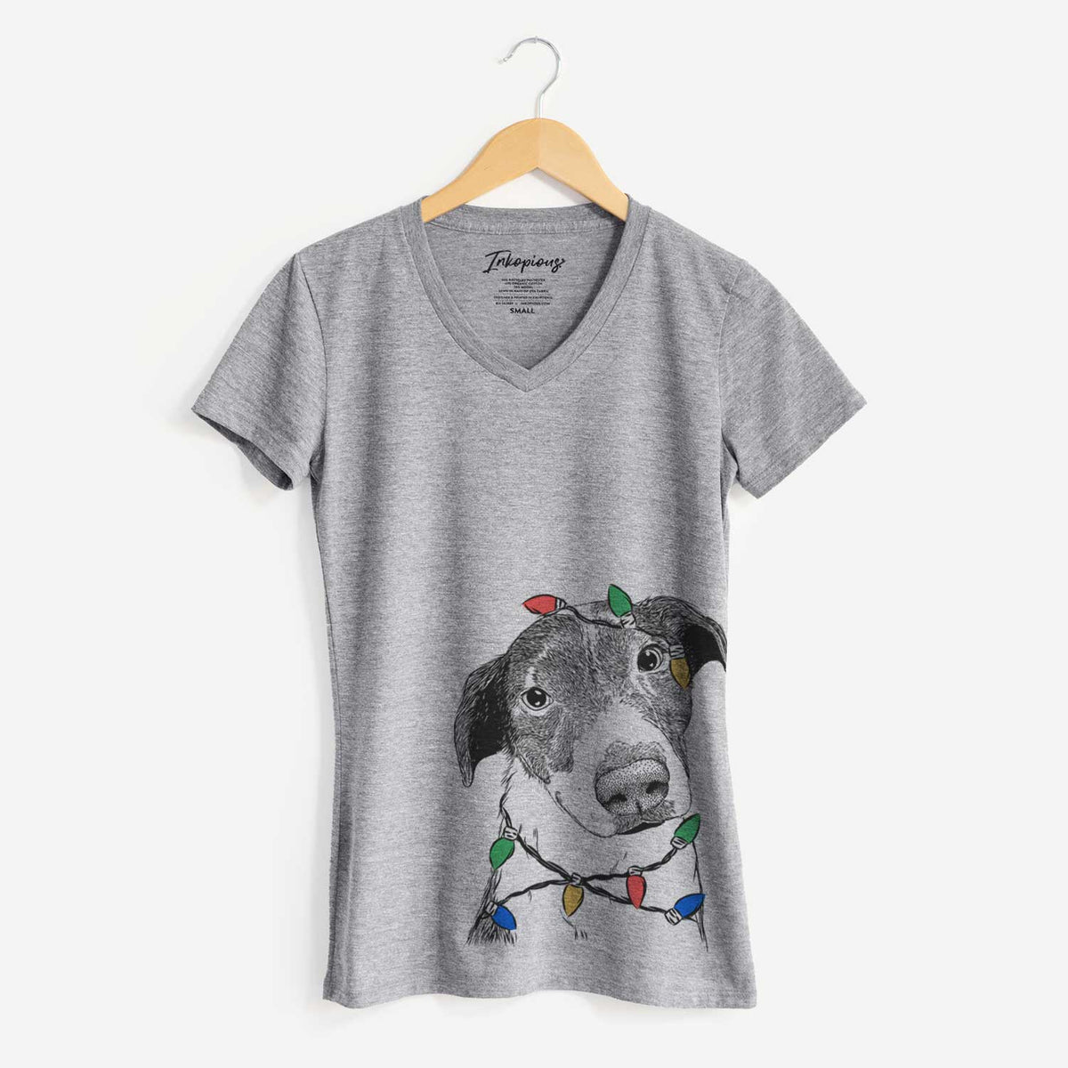 Christmas Lights Sophia the Mixed Breed - Women's V-neck Shirt