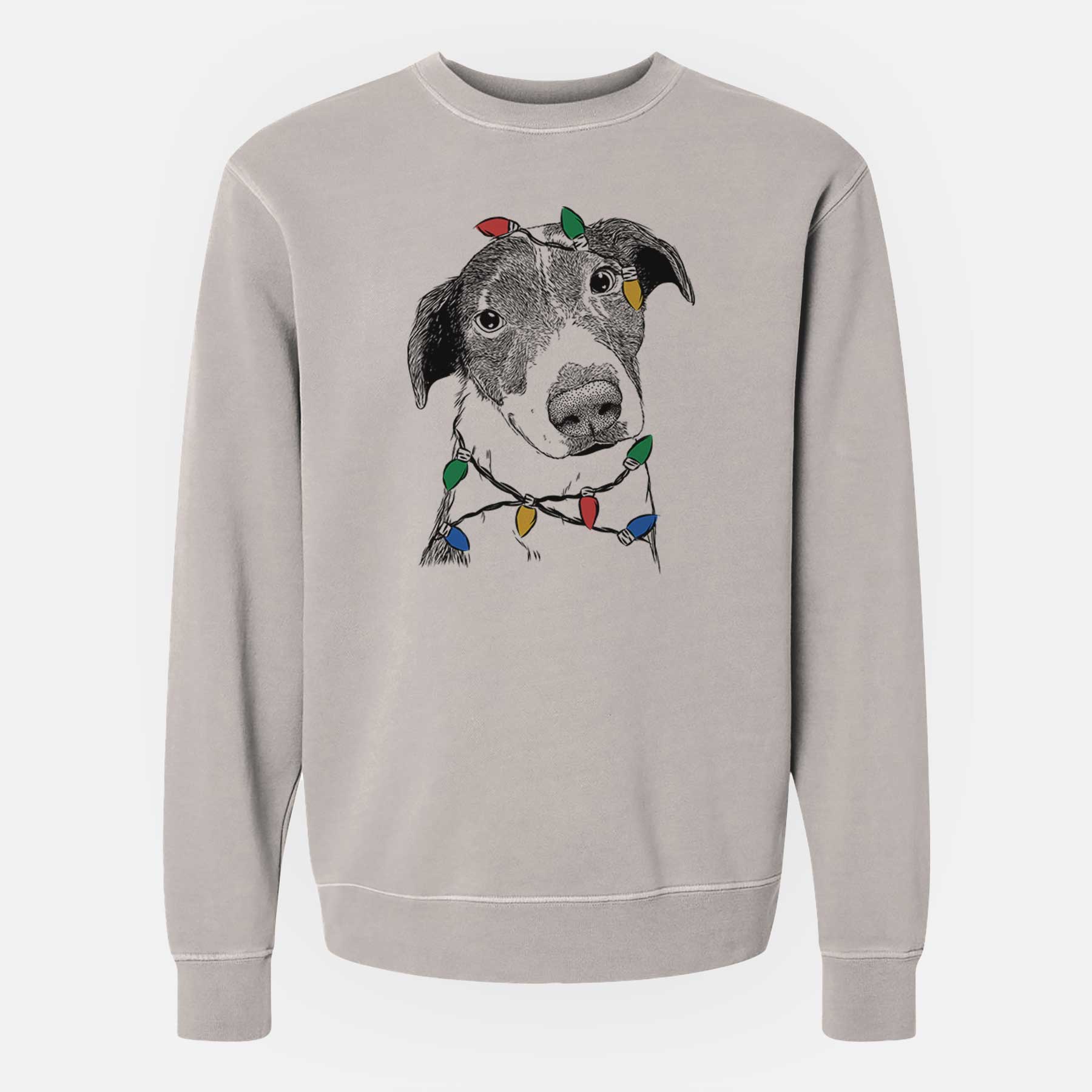 Christmas Lights Sophia the Mixed Breed - Unisex Pigment Dyed Crew Sweatshirt