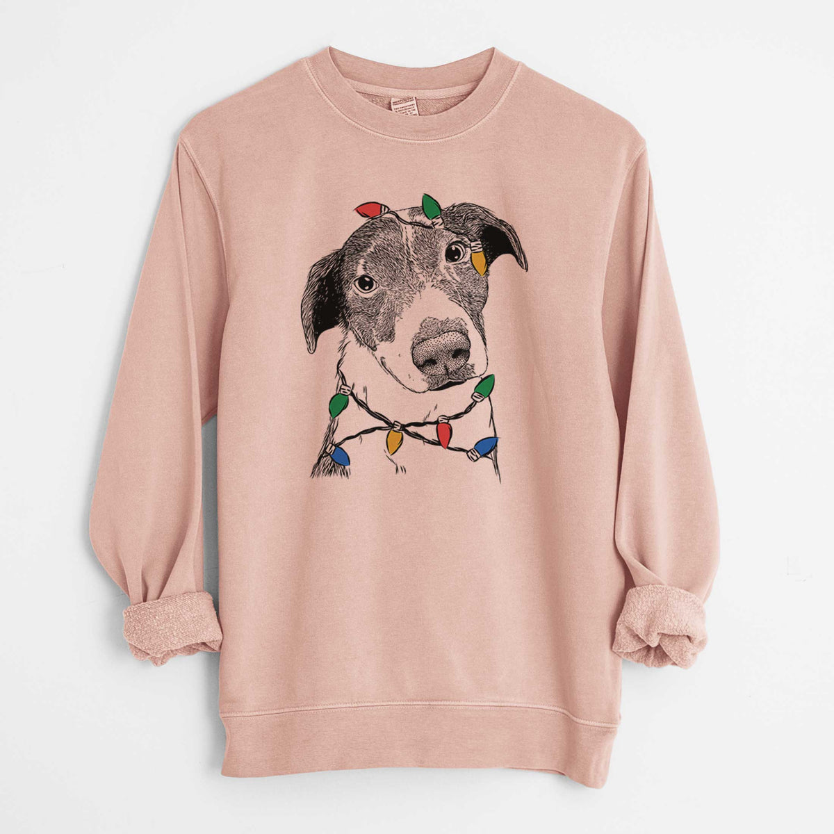 Christmas Lights Sophia the Mixed Breed - Unisex Pigment Dyed Crew Sweatshirt