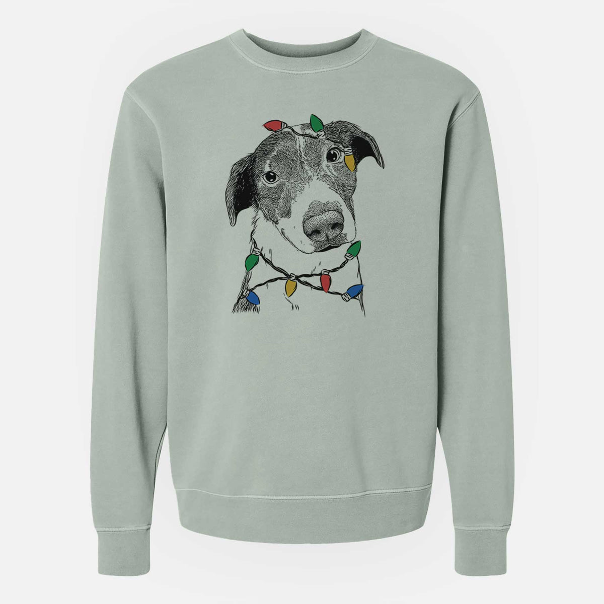 Christmas Lights Sophia the Mixed Breed - Unisex Pigment Dyed Crew Sweatshirt