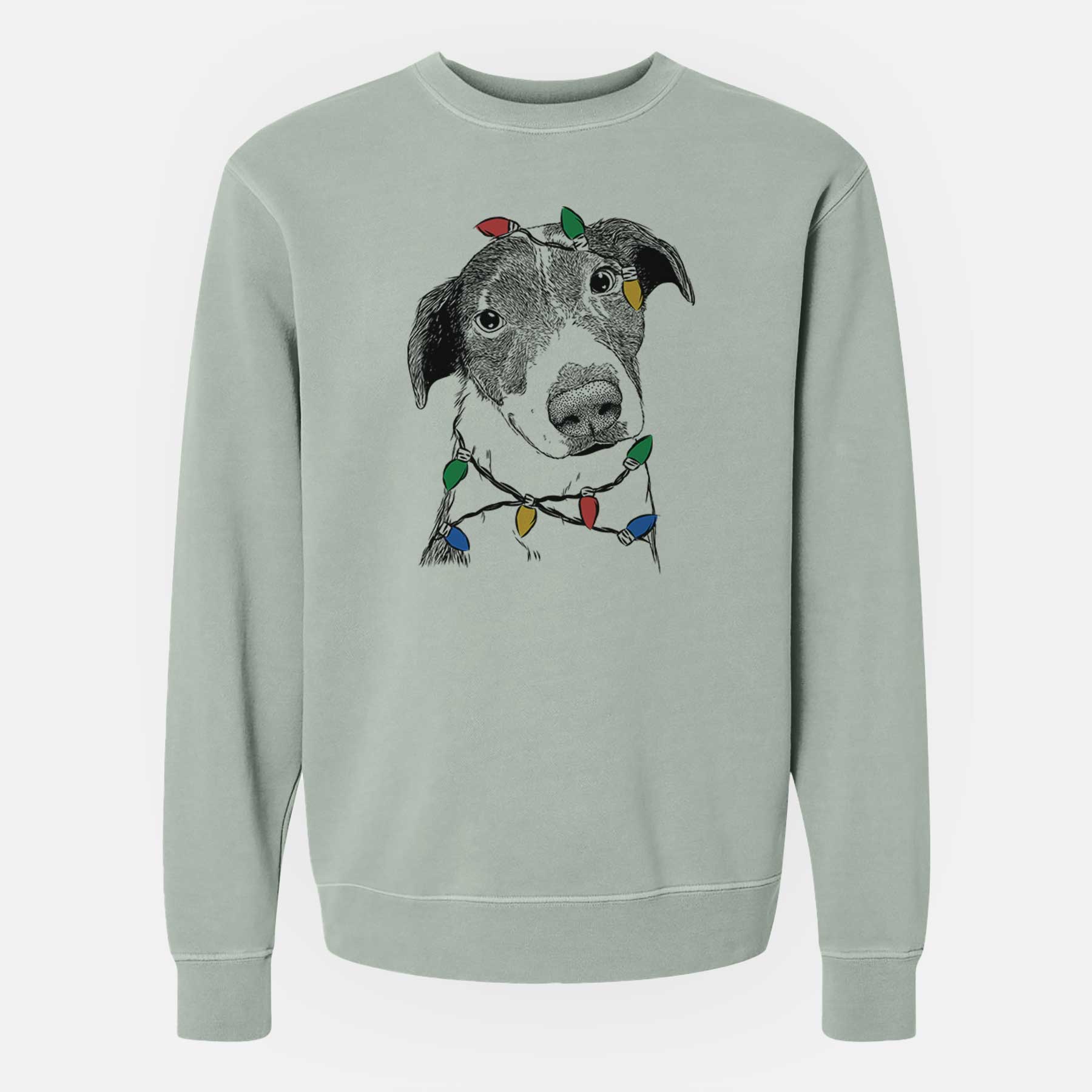 Christmas Lights Sophia the Mixed Breed - Unisex Pigment Dyed Crew Sweatshirt