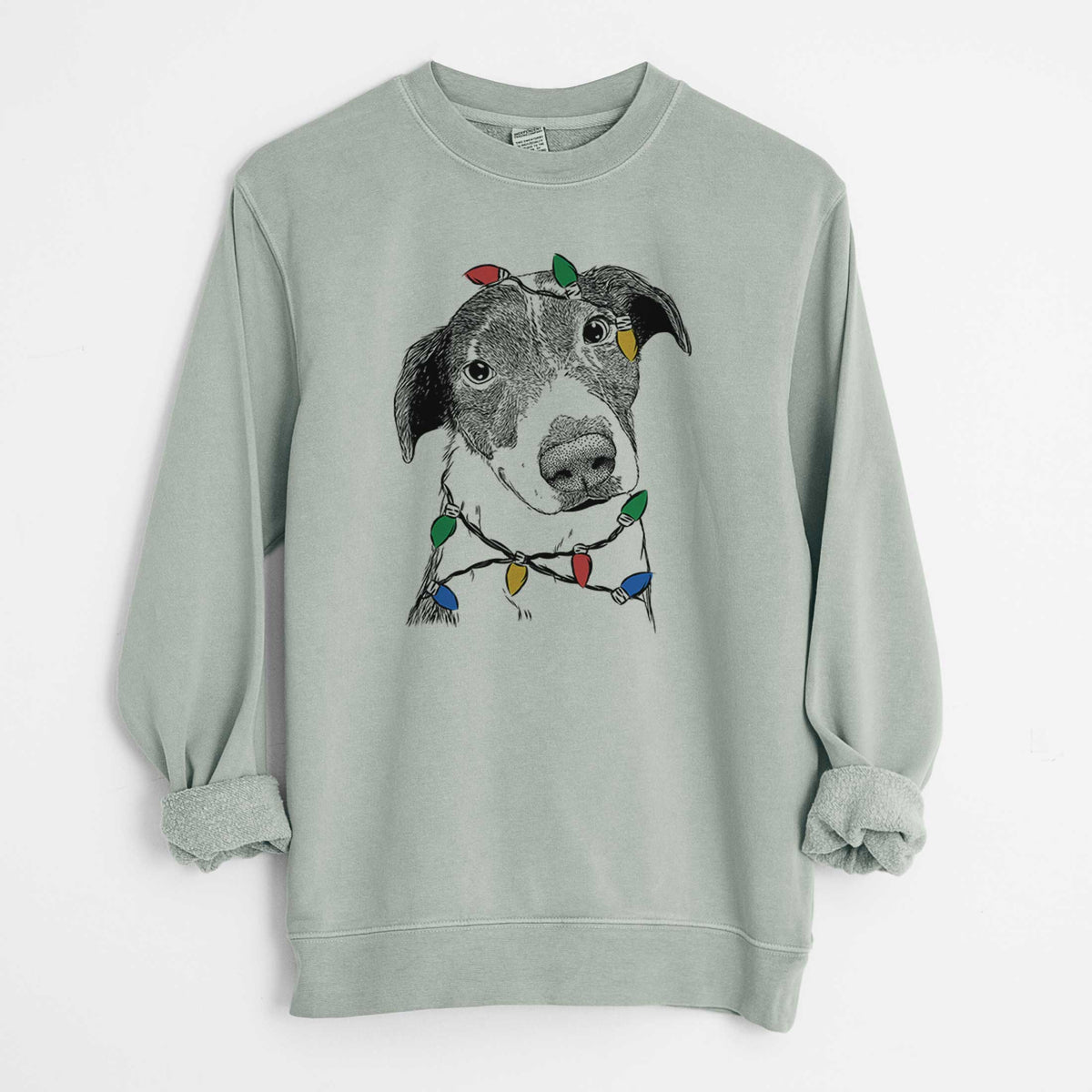 Christmas Lights Sophia the Mixed Breed - Unisex Pigment Dyed Crew Sweatshirt