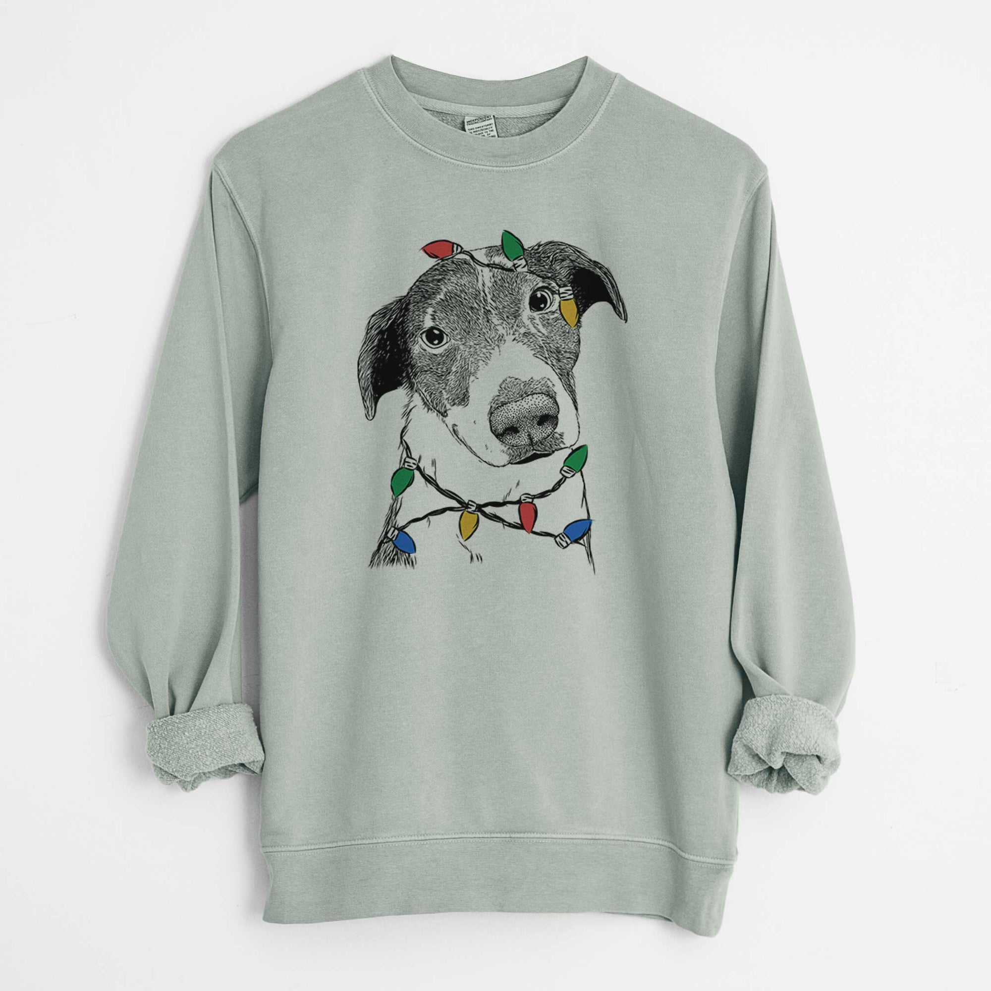 Christmas Lights Sophia the Mixed Breed - Unisex Pigment Dyed Crew Sweatshirt