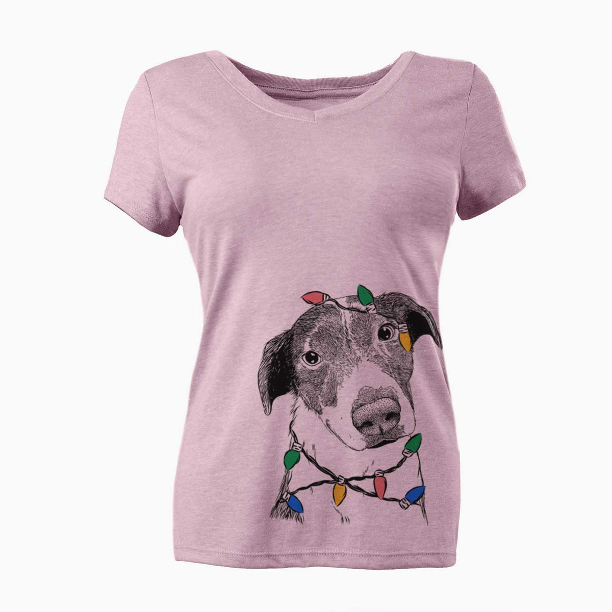 Christmas Lights Sophia the Mixed Breed - Women's V-neck Shirt
