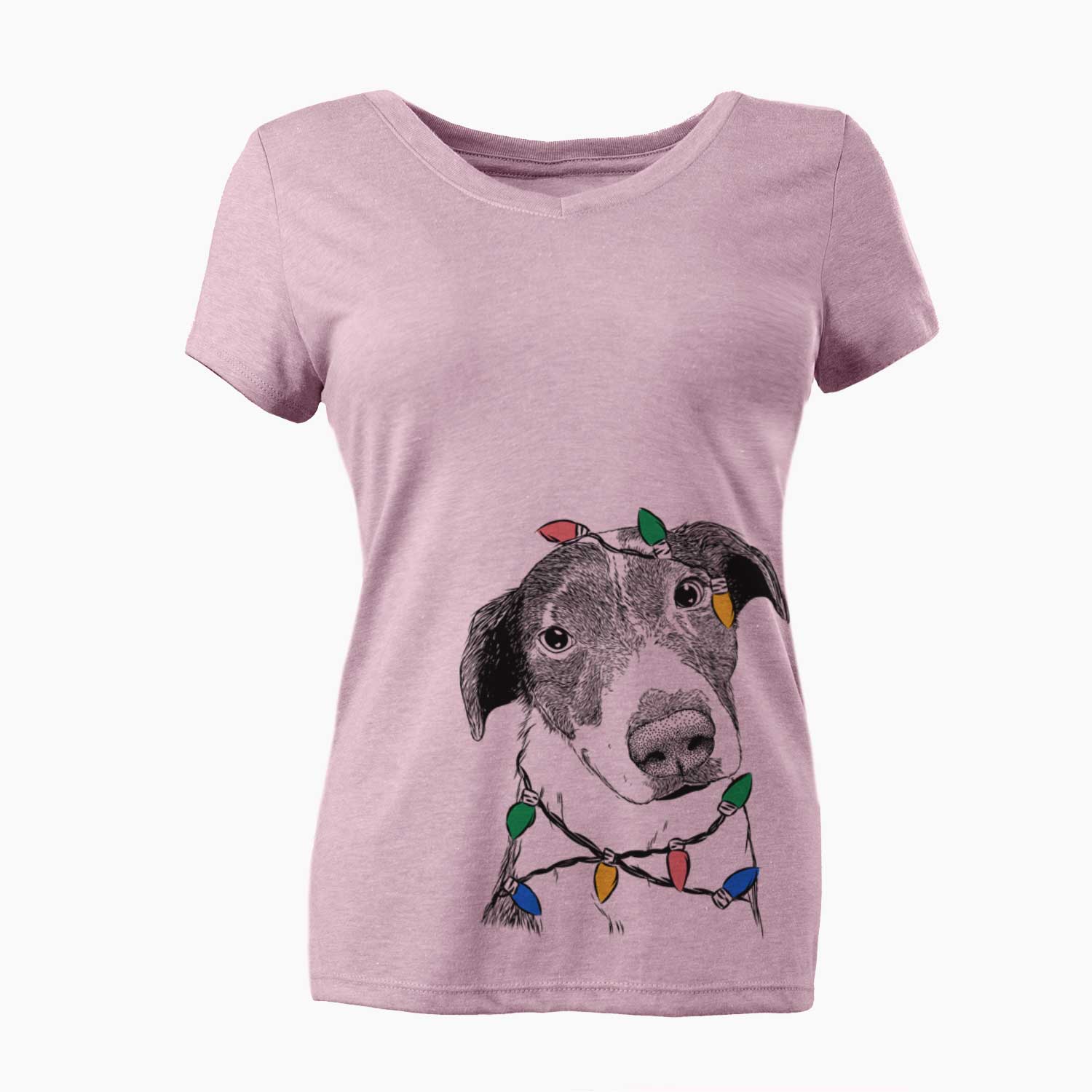 Christmas Lights Sophia the Mixed Breed - Women's V-neck Shirt