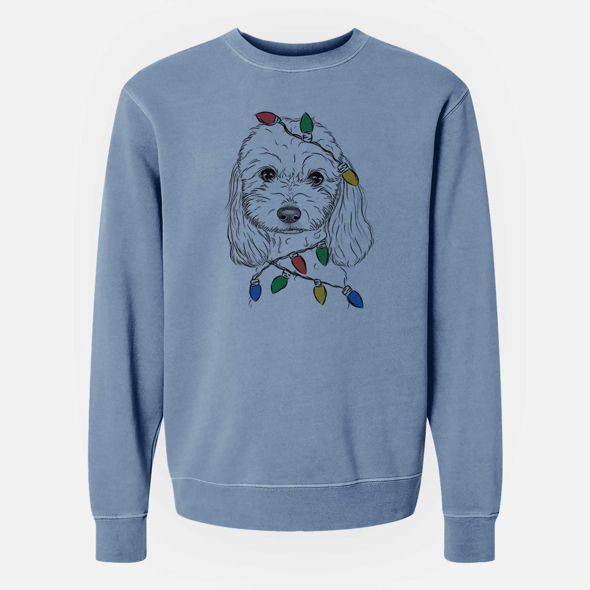 Christmas Lights Sophie the Coton de Tulear - Unisex Pigment Dyed Crew Sweatshirt