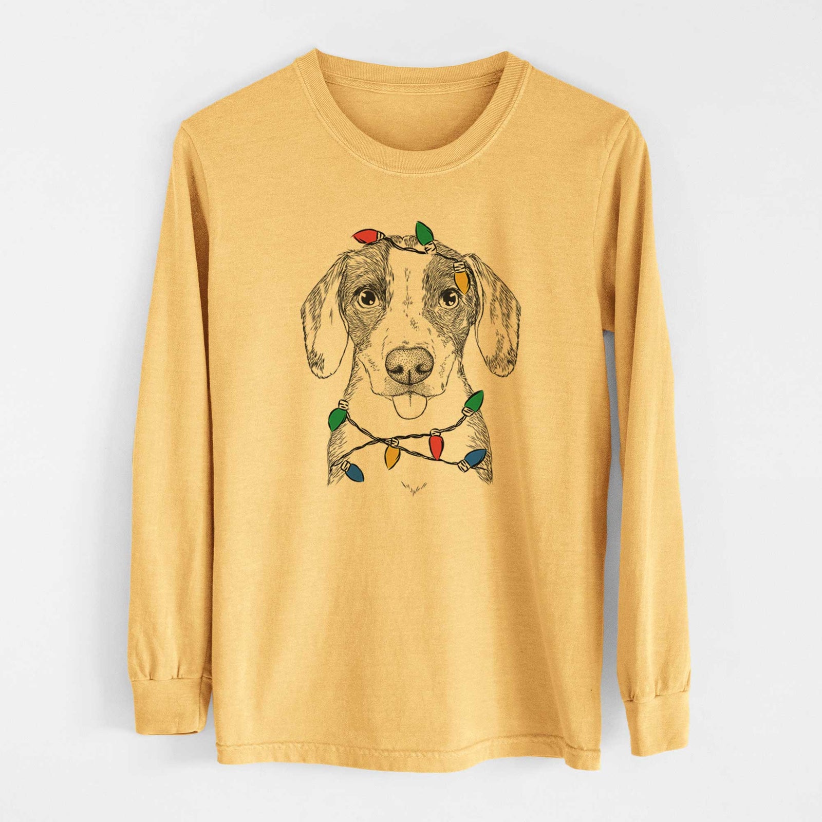 Christmas Lights SophiePea the Mixed Breed - Heavyweight 100% Cotton Long Sleeve