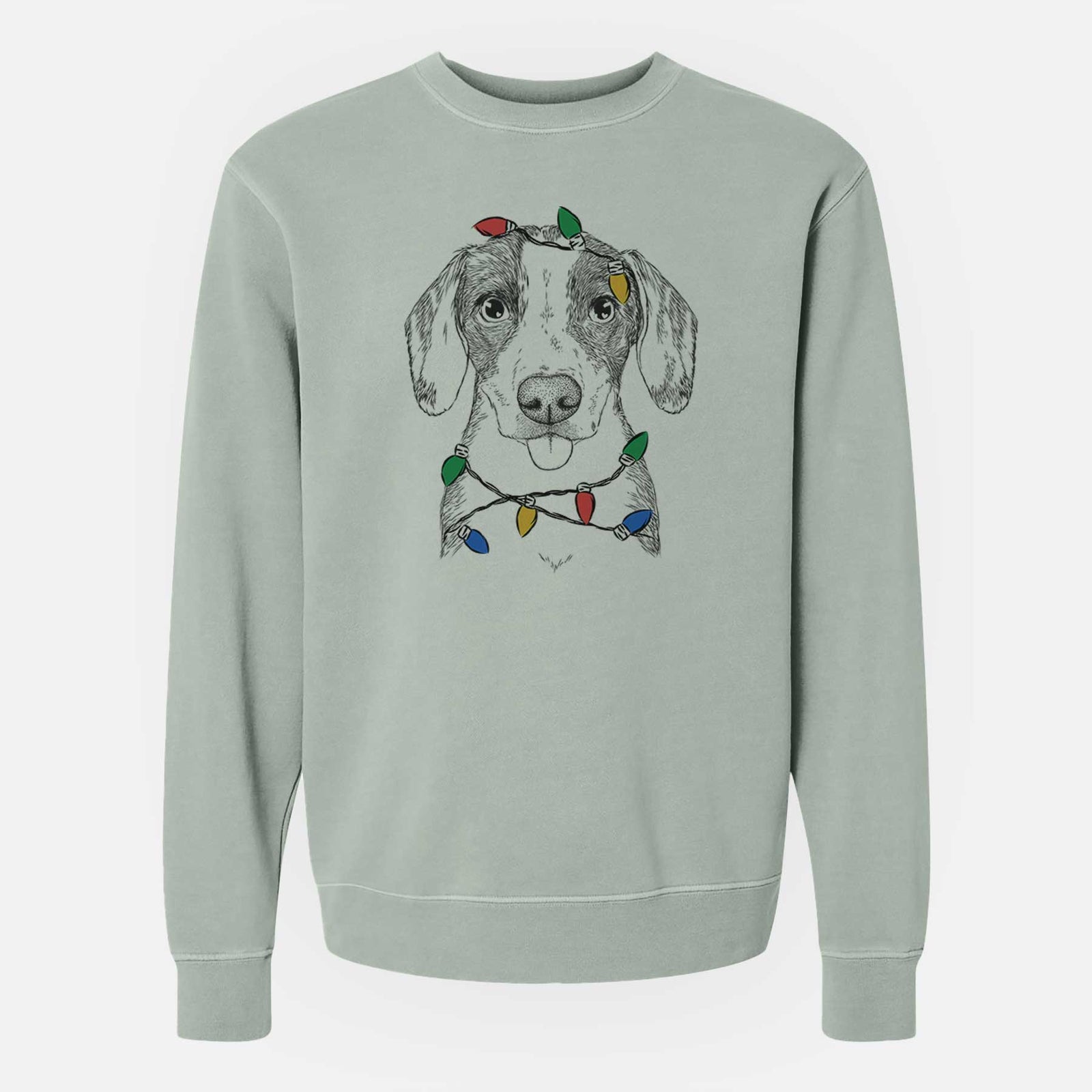 Christmas Lights SophiePea the Mixed Breed - Unisex Pigment Dyed Crew Sweatshirt