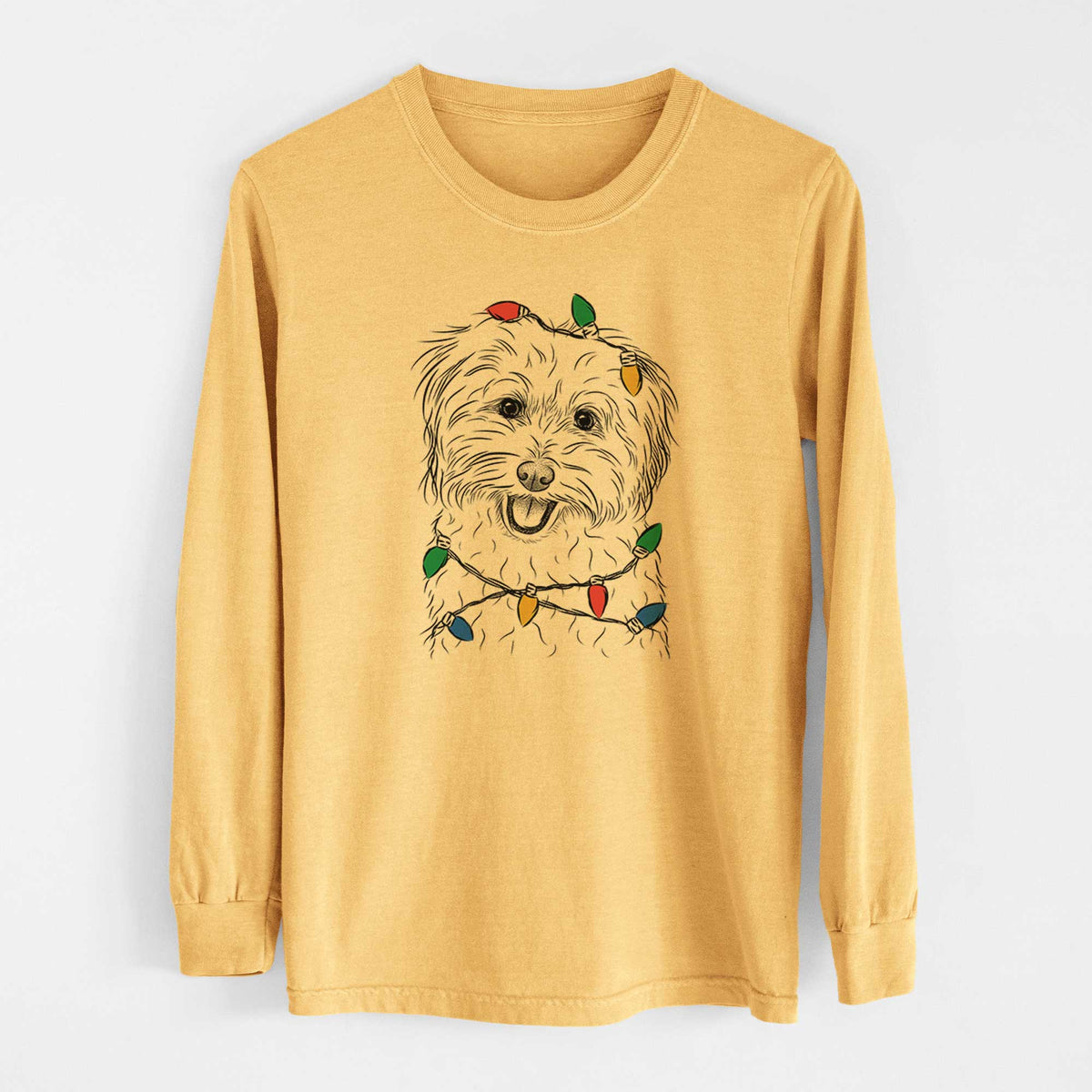 Christmas Lights Sophie Quinn the Havanese - Heavyweight 100% Cotton Long Sleeve