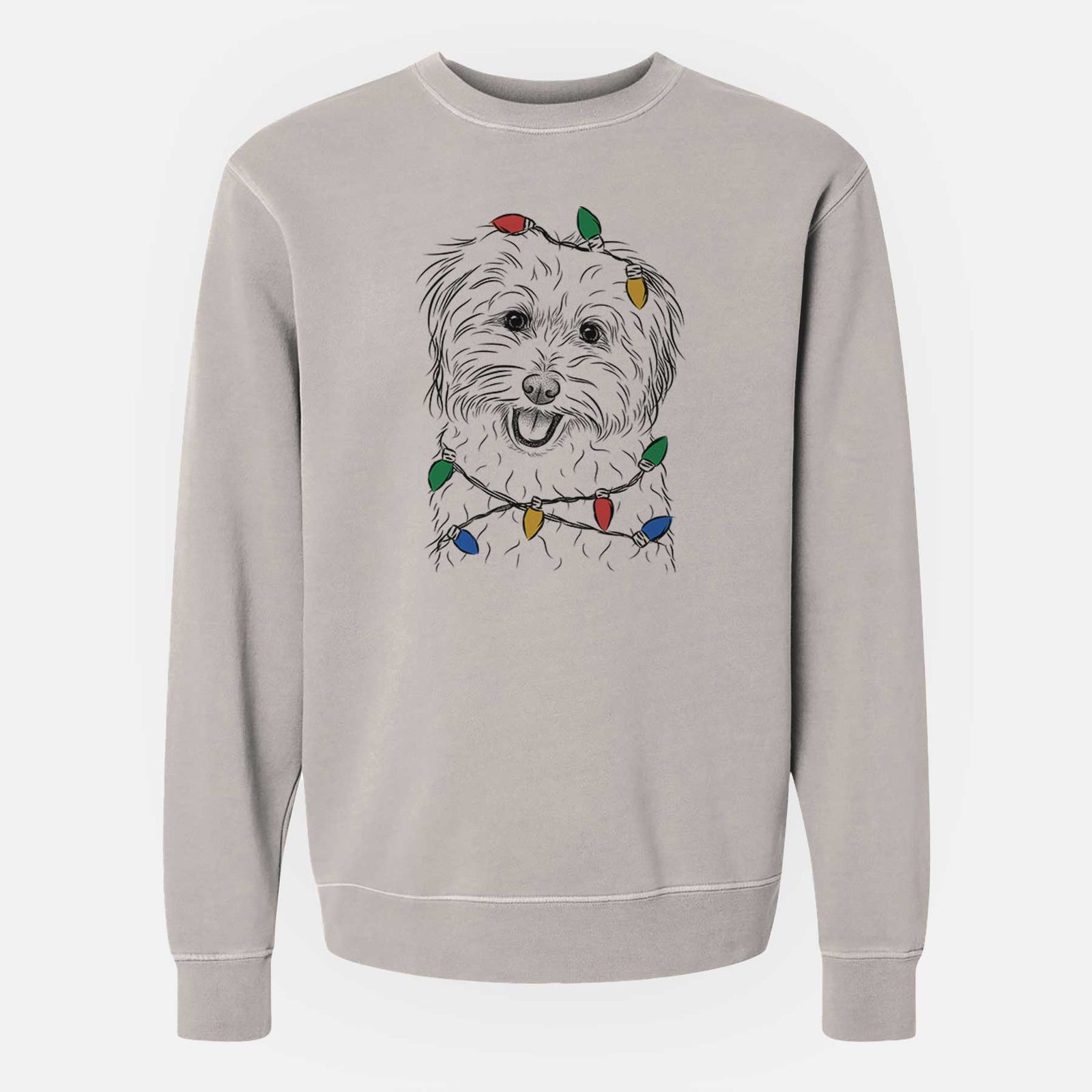 Christmas Lights Sophie Quinn the Havanese - Unisex Pigment Dyed Crew Sweatshirt