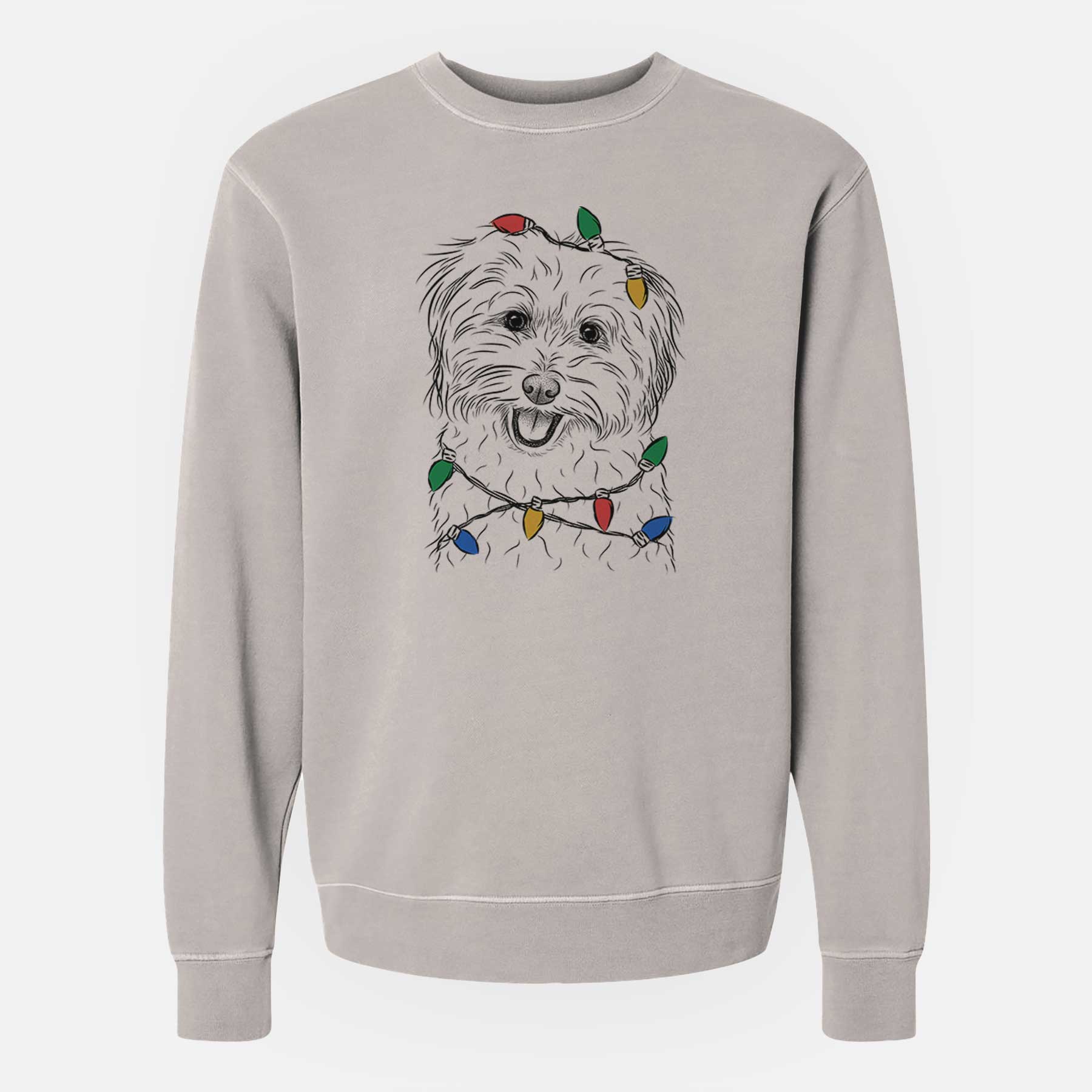 Christmas Lights Sophie Quinn the Havanese - Unisex Pigment Dyed Crew Sweatshirt