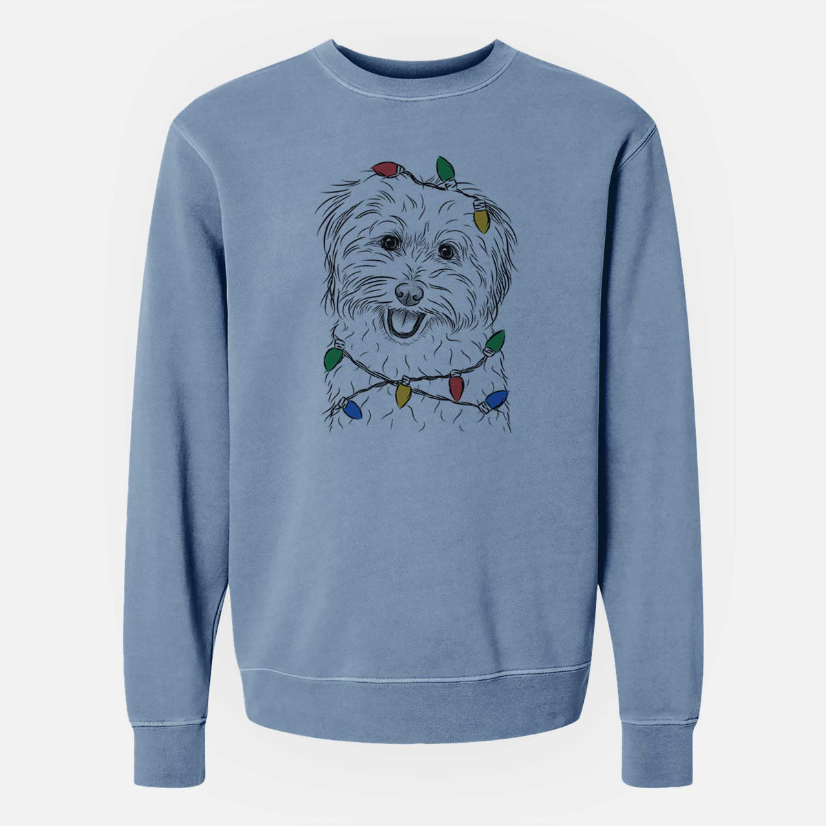 Christmas Lights Sophie Quinn the Havanese - Unisex Pigment Dyed Crew Sweatshirt