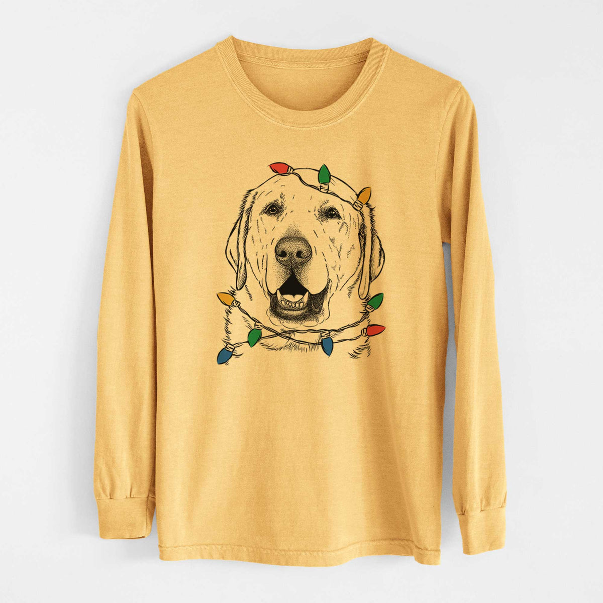 Christmas Lights Sparks the Labrador Retriever - Heavyweight 100% Cotton Long Sleeve