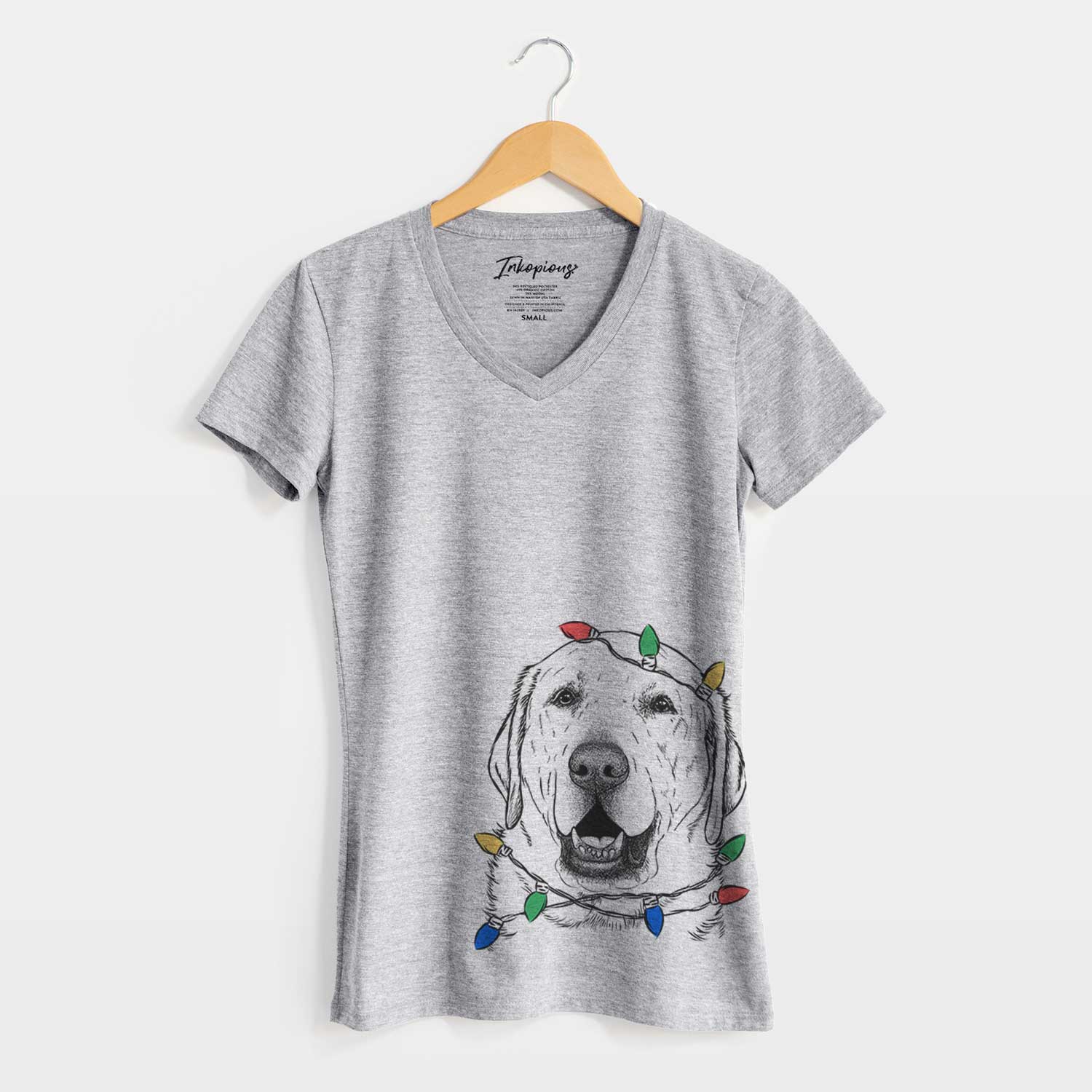 Christmas Lights Sparks the Labrador Retriever - Women's V-neck Shirt