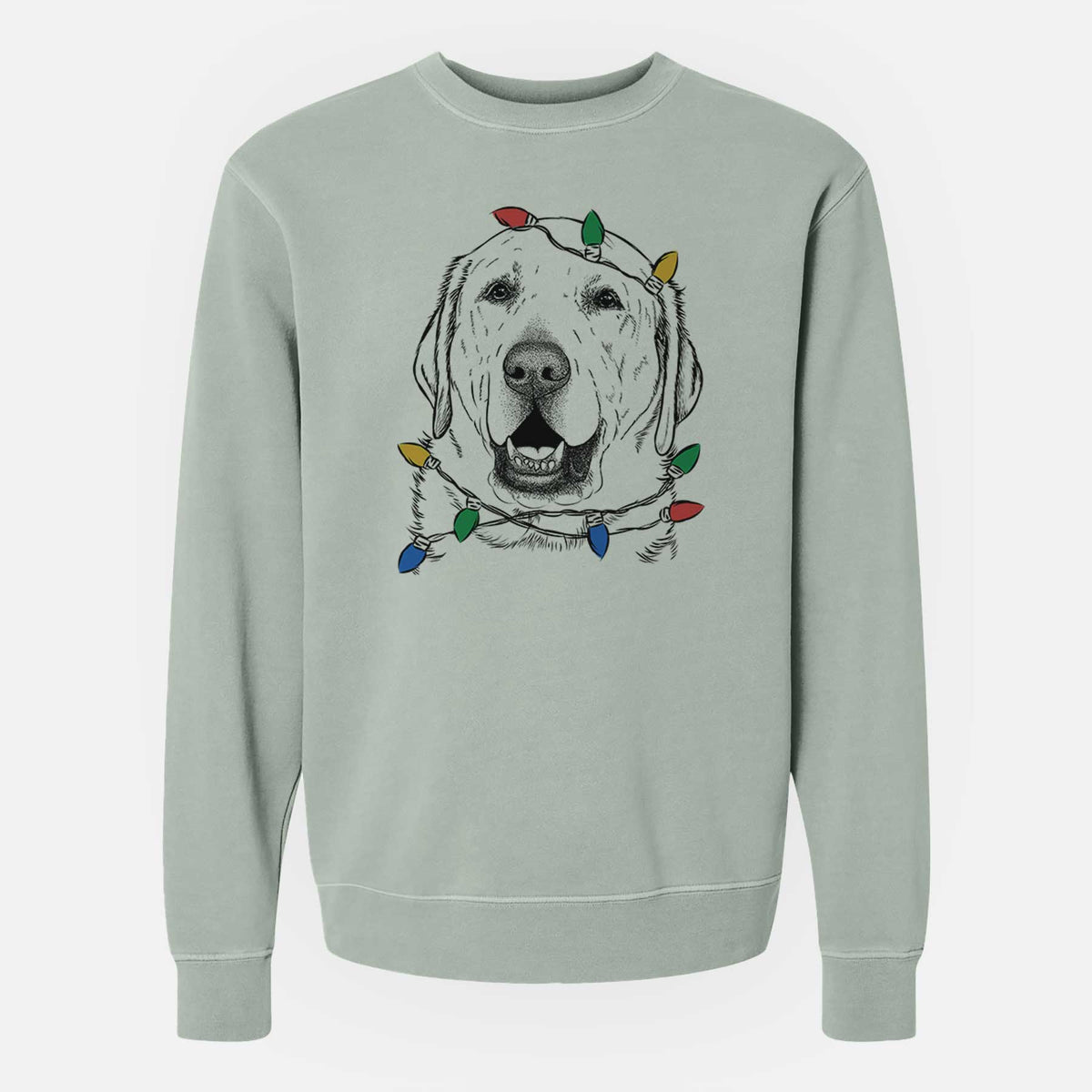 Christmas Lights Sparks the Labrador Retriever - Unisex Pigment Dyed Crew Sweatshirt