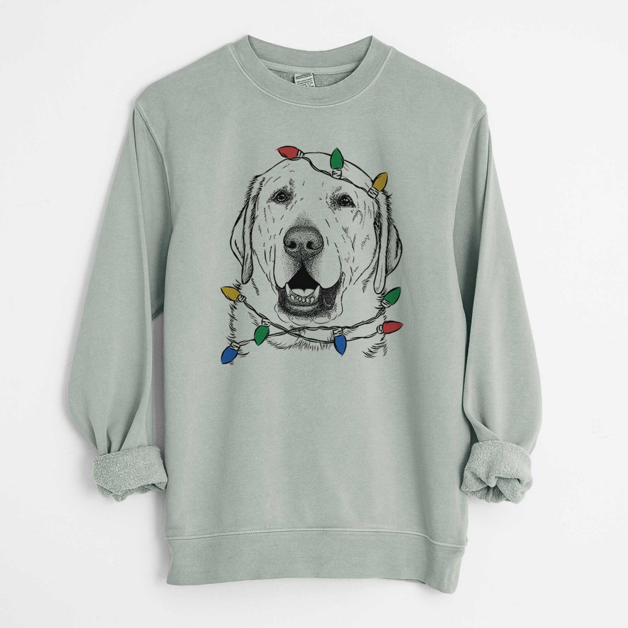 Christmas Lights Sparks the Labrador Retriever - Unisex Pigment Dyed Crew Sweatshirt