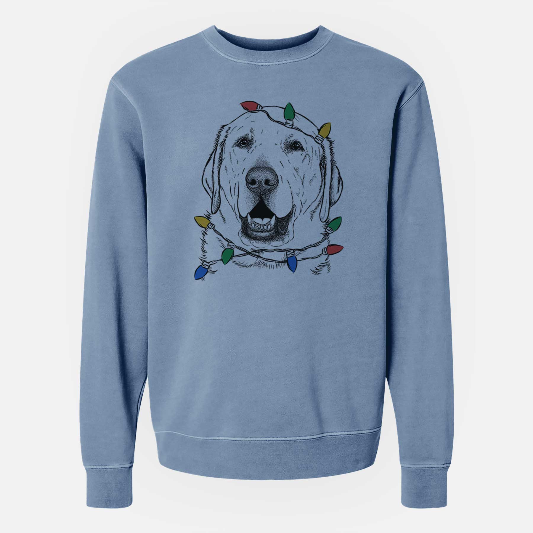 Christmas Lights Sparks the Labrador Retriever - Unisex Pigment Dyed Crew Sweatshirt