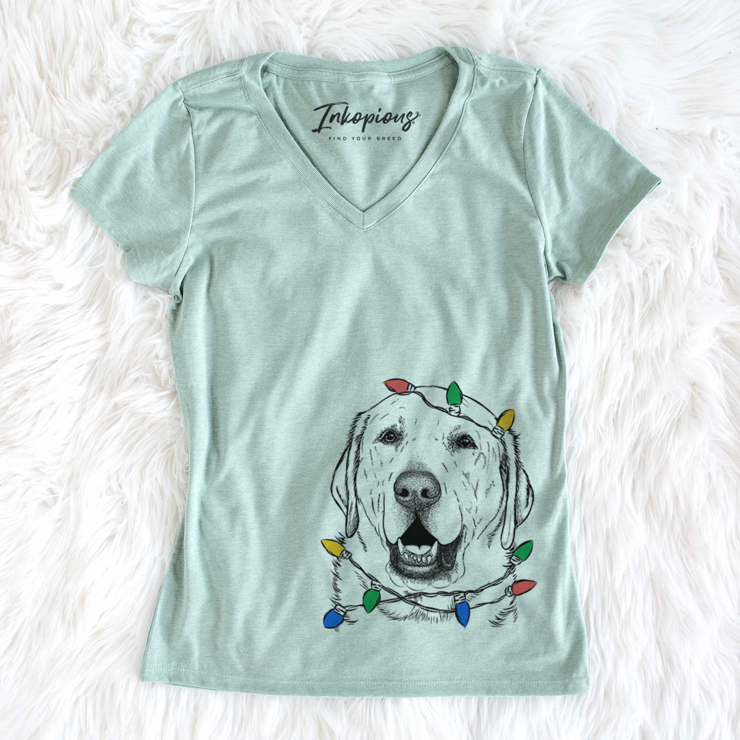 Christmas Lights Sparks the Labrador Retriever - Women's V-neck Shirt