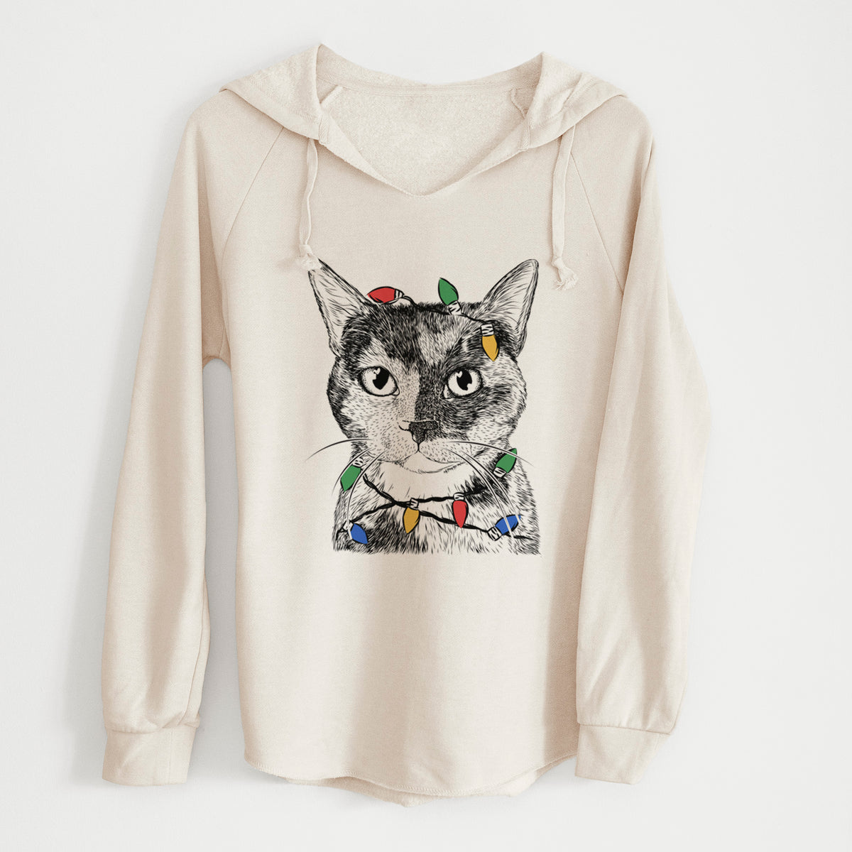 Christmas Lights Spooky Kitty the Tortoiseshell Cat - Cali Wave Hooded Sweatshirt