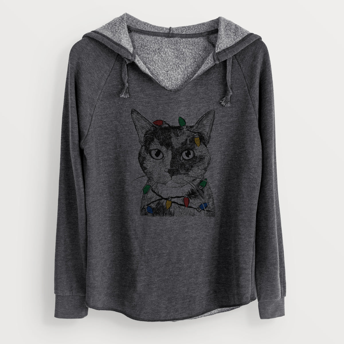 Christmas Lights Spooky Kitty the Tortoiseshell Cat - Cali Wave Hooded Sweatshirt