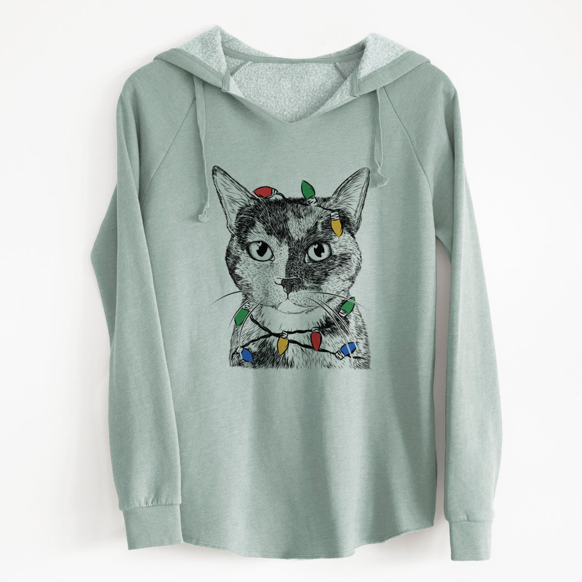 Christmas Lights Spooky Kitty the Tortoiseshell Cat - Cali Wave Hooded Sweatshirt
