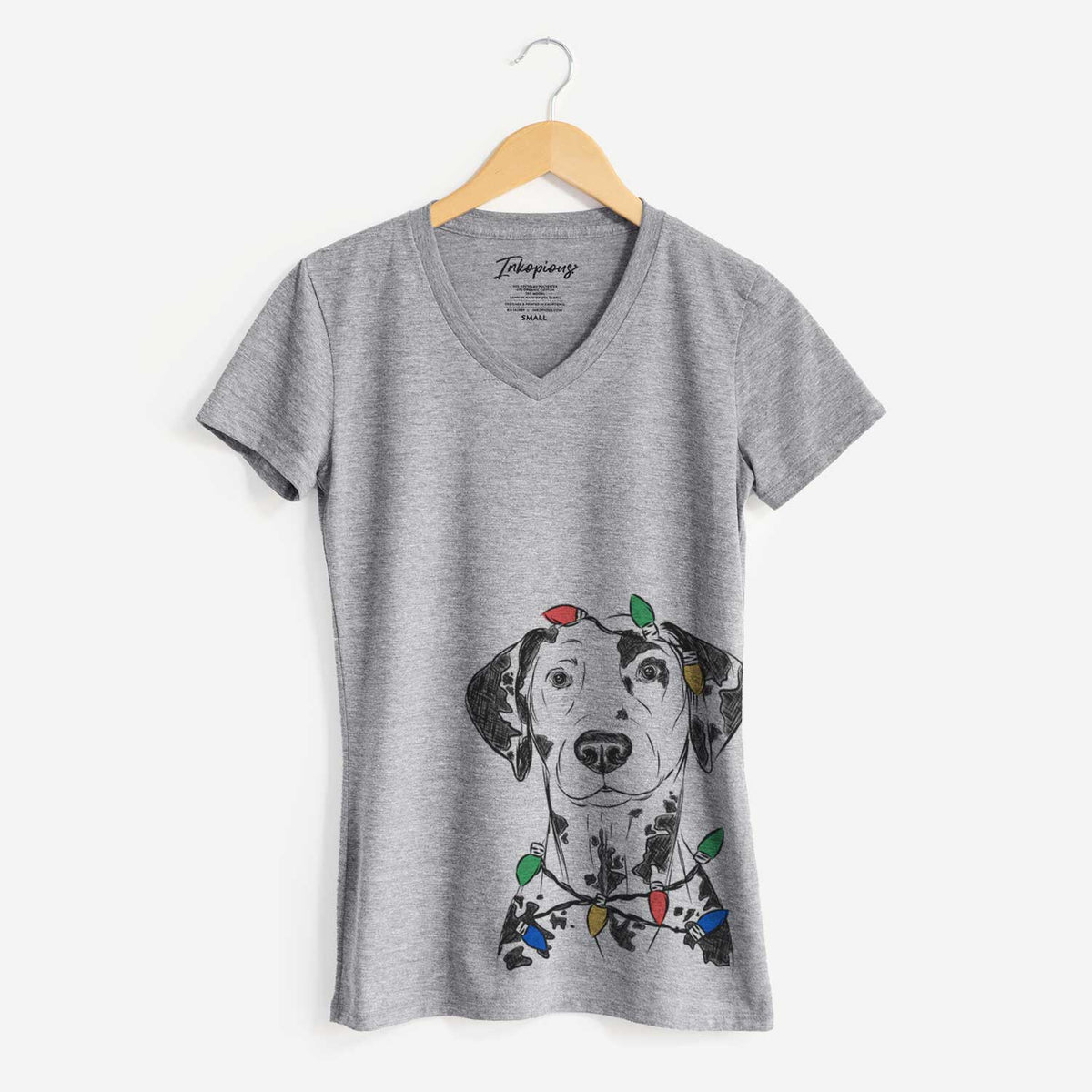 Christmas Lights Spot the Dalmatian - Women's V-neck Shirt