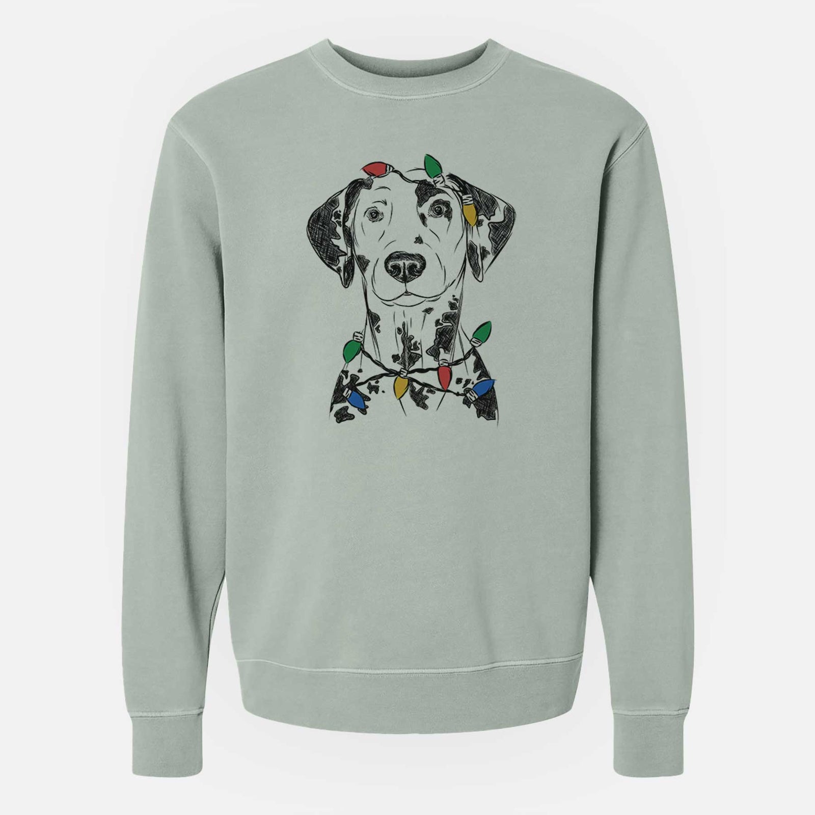 Christmas Lights Spot the Dalmatian - Unisex Pigment Dyed Crew Sweatshirt