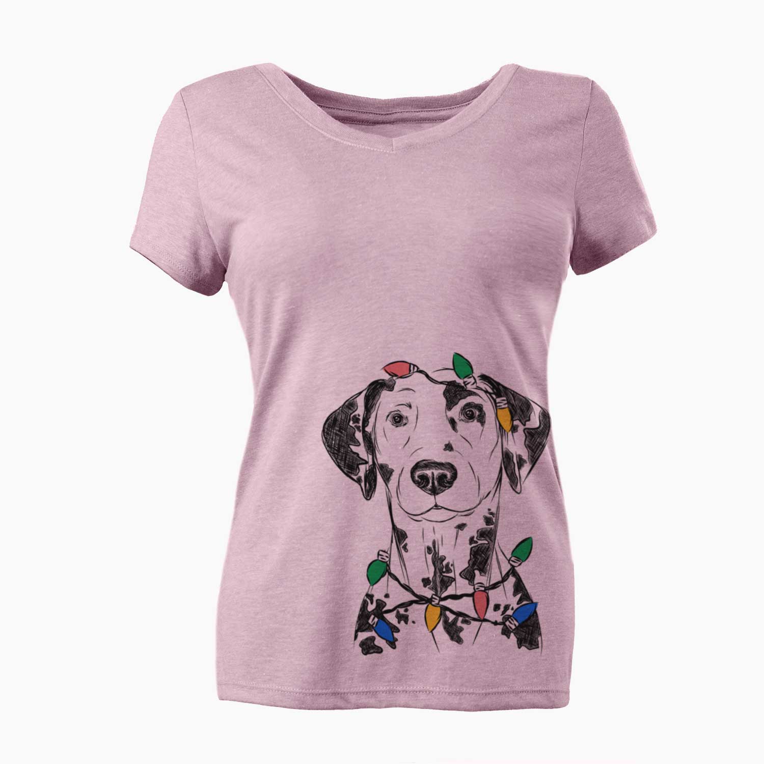 Christmas Lights Spot the Dalmatian - Women's V-neck Shirt