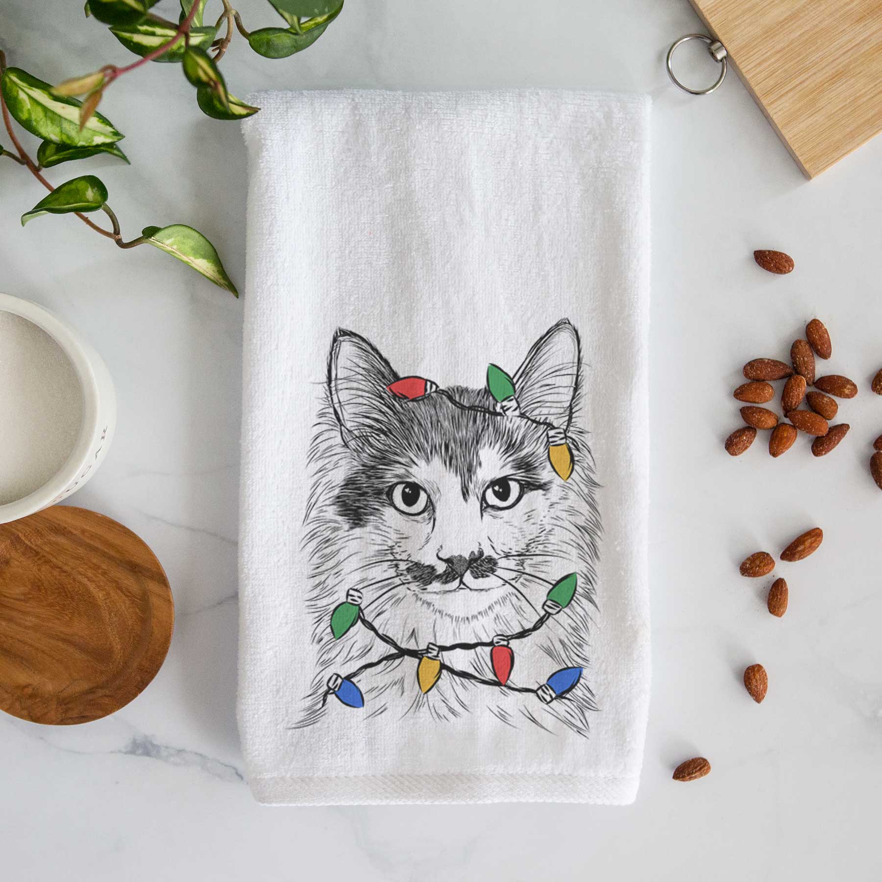 Stache the Longhaired Mustard Cat Decorative Hand Towel