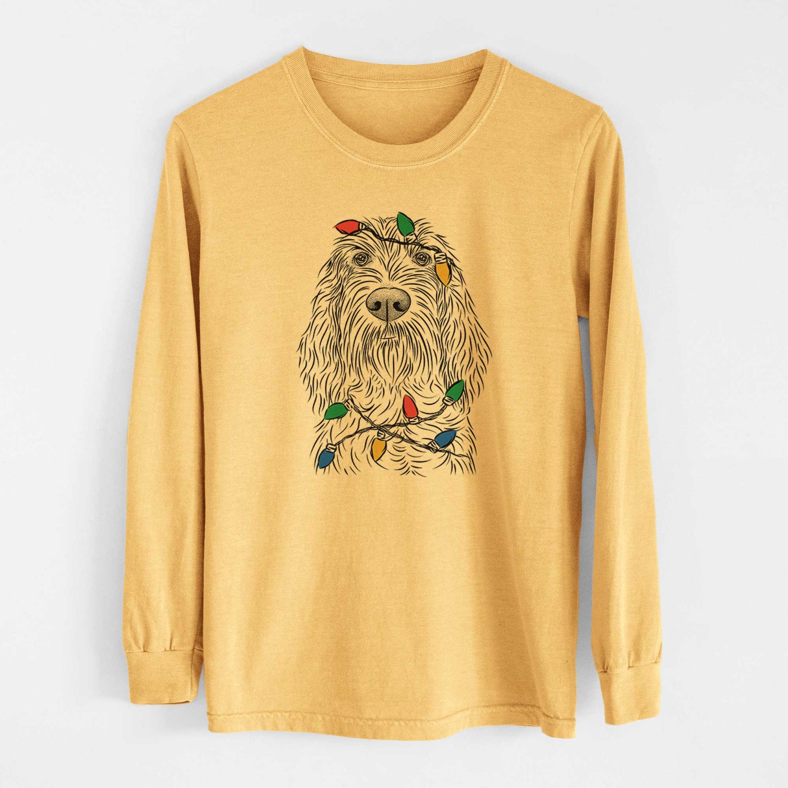 Christmas Lights Stefano the Spinone Italiano - Heavyweight 100% Cotton Long Sleeve