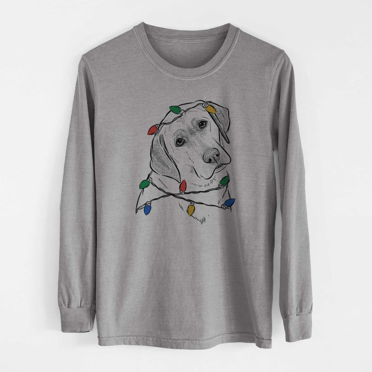 Christmas Lights Stella the Yellow Lab - Heavyweight 100% Cotton Long Sleeve