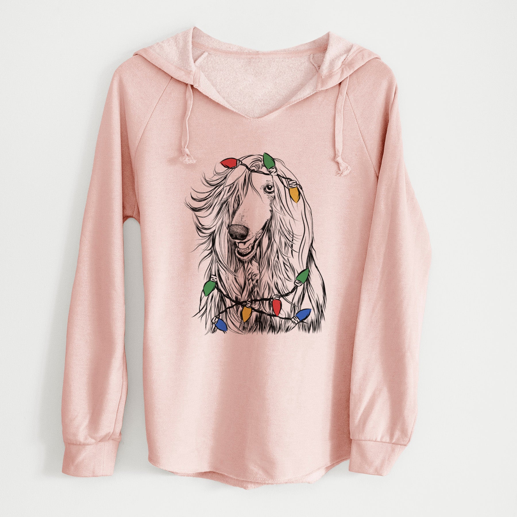 Christmas Lights Sterling the Afghan Hound - Cali Wave Hooded Sweatshirt