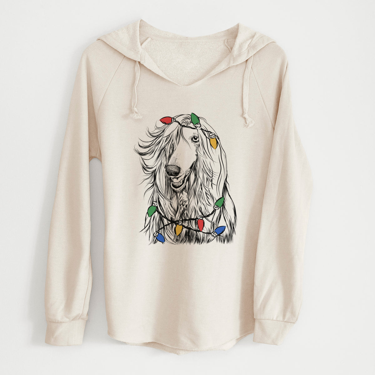 Christmas Lights Sterling the Afghan Hound - Cali Wave Hooded Sweatshirt