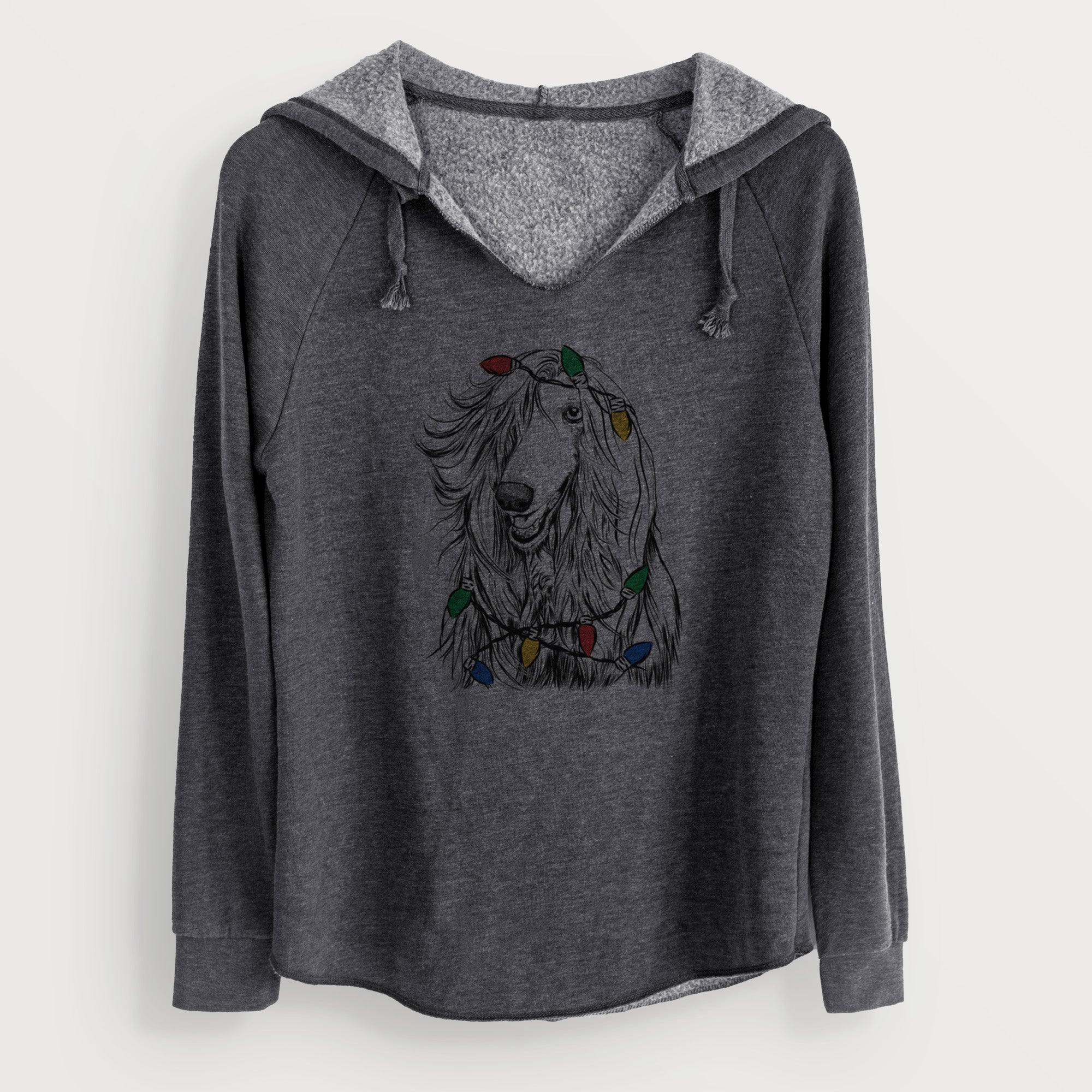 Christmas Lights Sterling the Afghan Hound - Cali Wave Hooded Sweatshirt