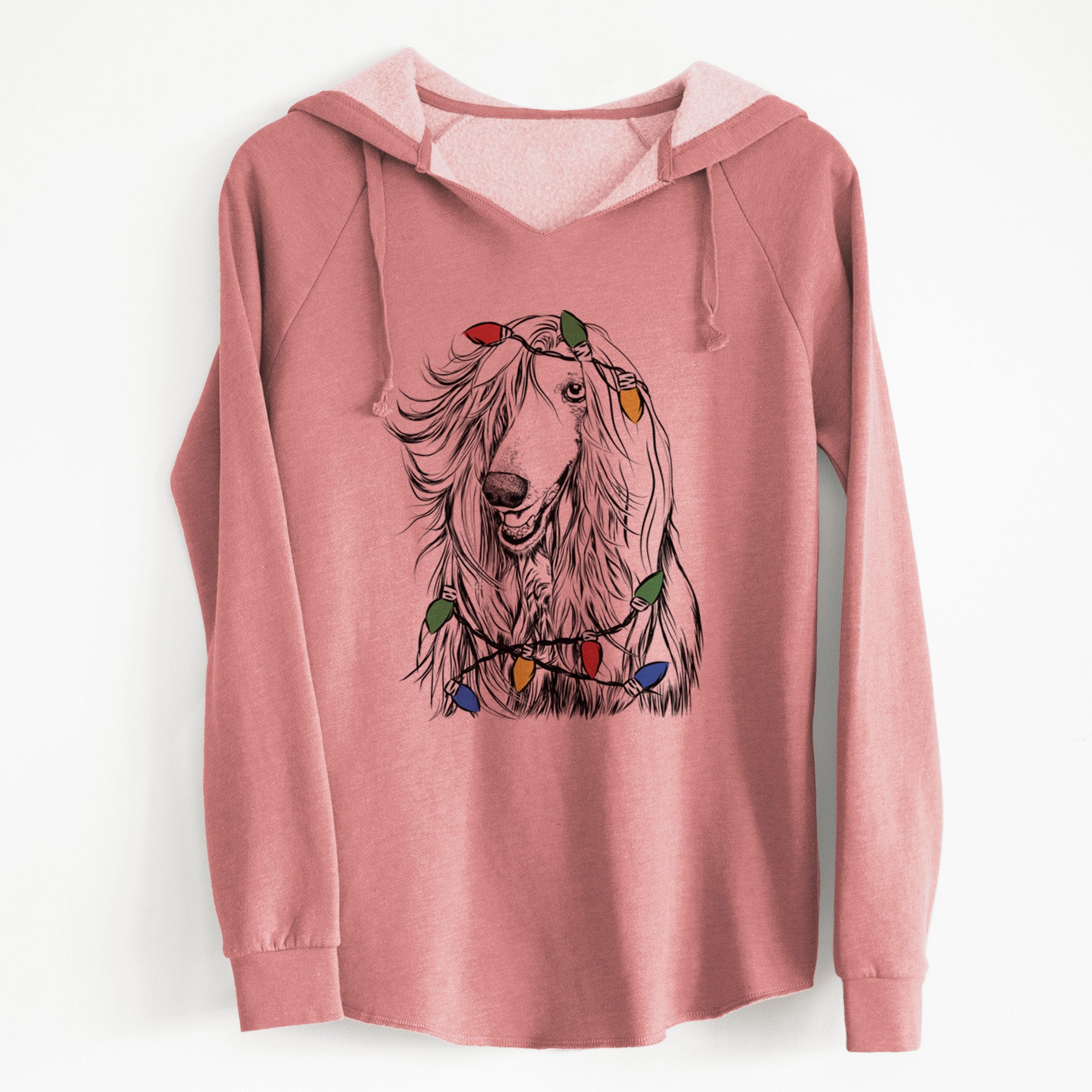 Christmas Lights Sterling the Afghan Hound - Cali Wave Hooded Sweatshirt