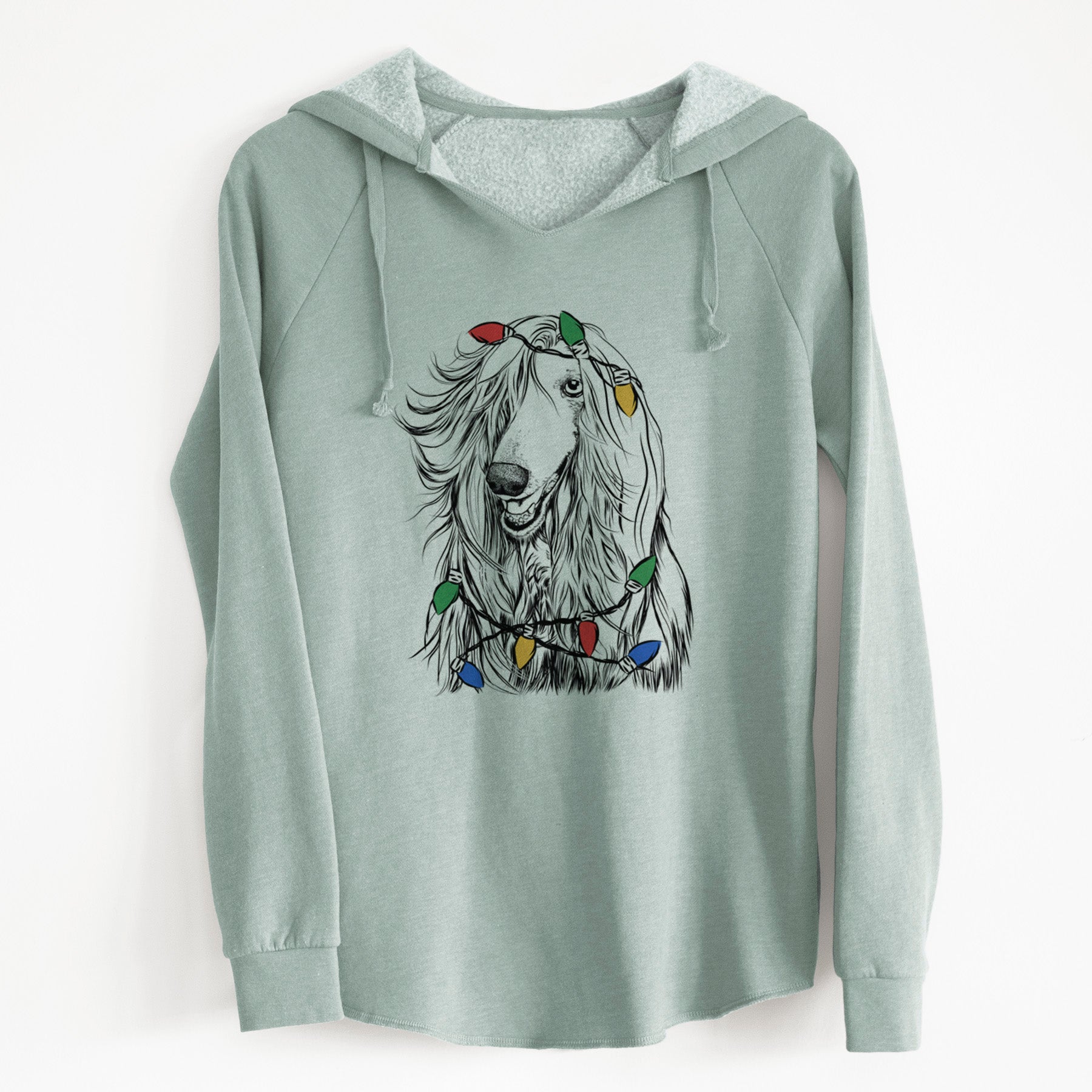 Christmas Lights Sterling the Afghan Hound - Cali Wave Hooded Sweatshirt