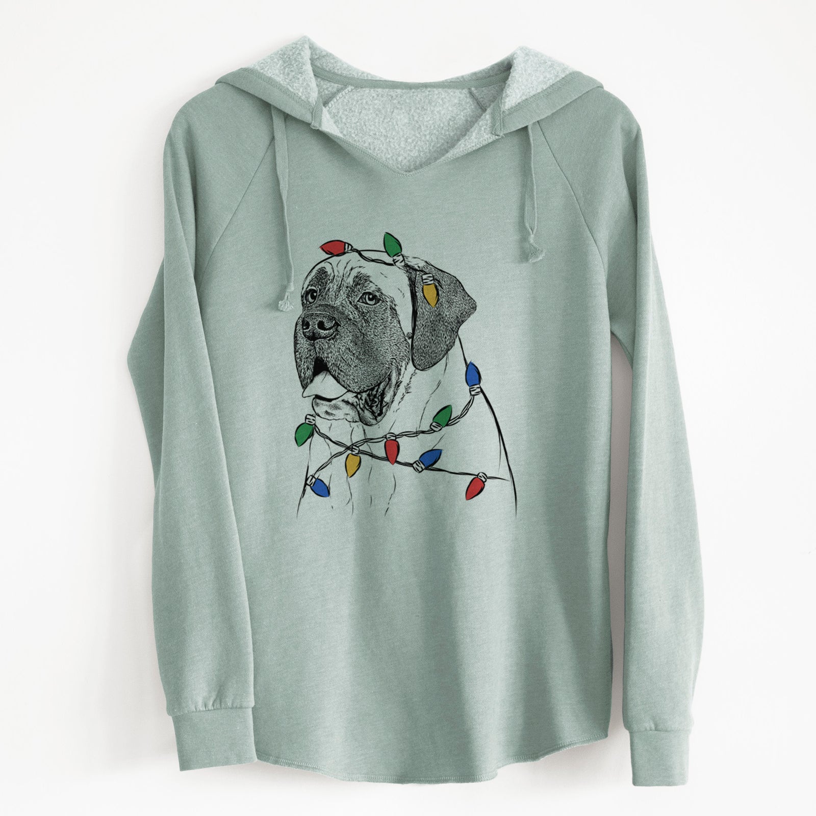 Christmas Lights Sterling the English Mastiff - Cali Wave Hooded Sweatshirt