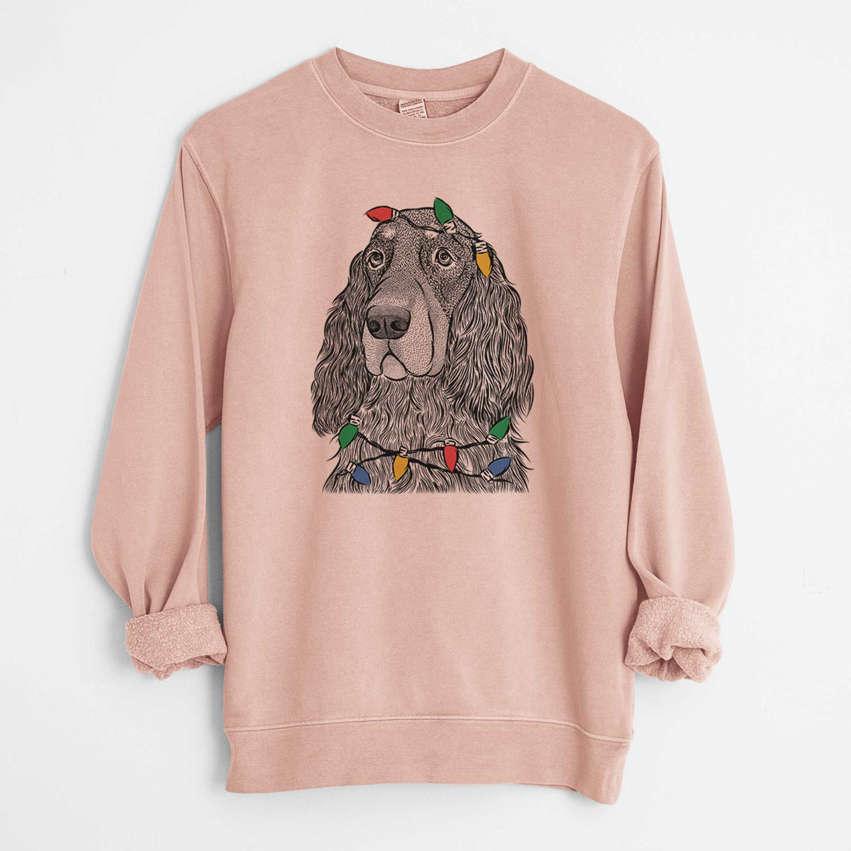 Christmas Lights Stormy the Gordon Setter - Unisex Pigment Dyed Crew Sweatshirt