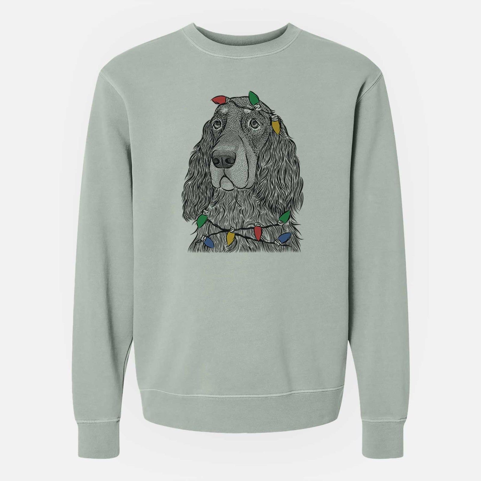 Christmas Lights Stormy the Gordon Setter - Unisex Pigment Dyed Crew Sweatshirt