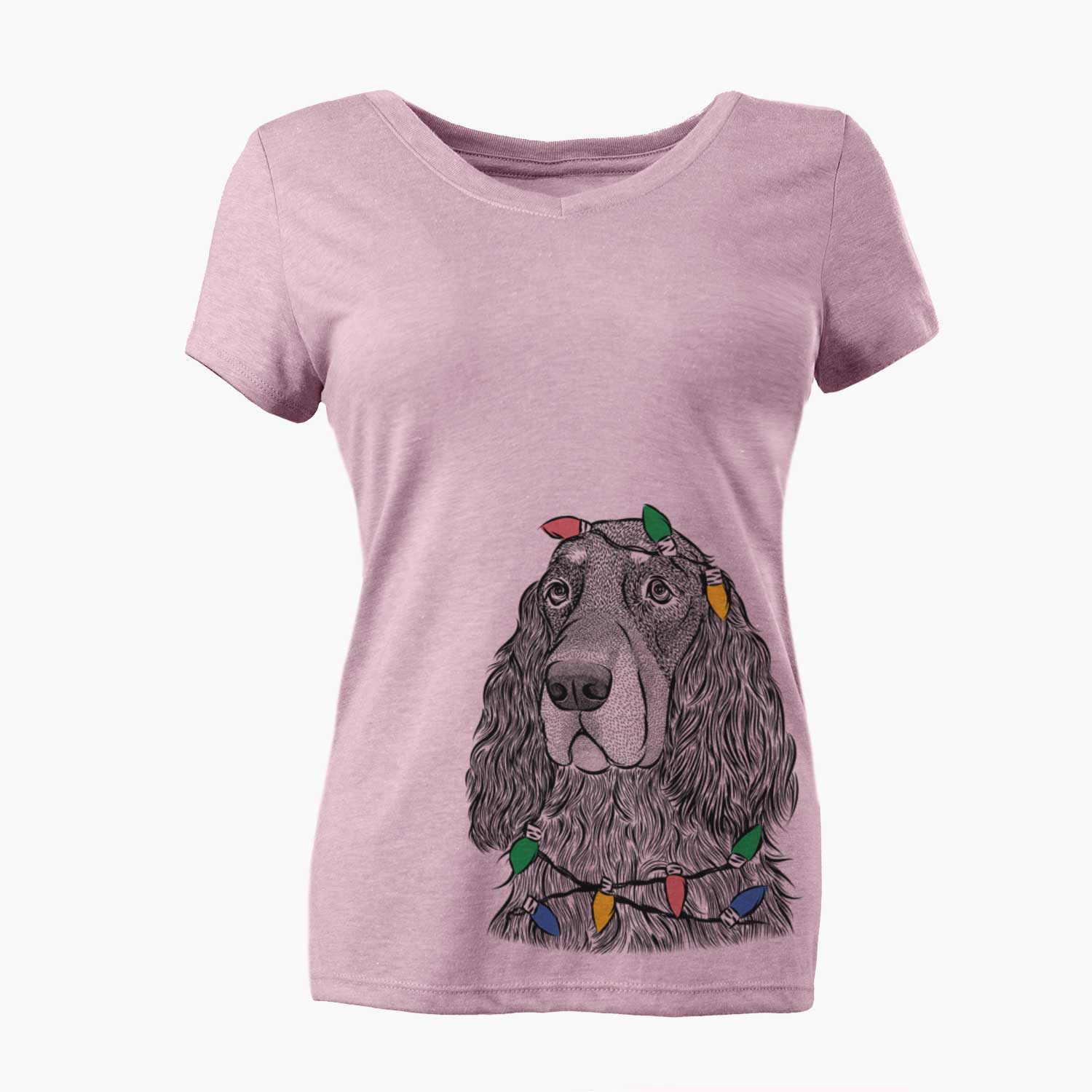 Christmas Lights Stormy the Gordon Setter - Women's V-neck Shirt