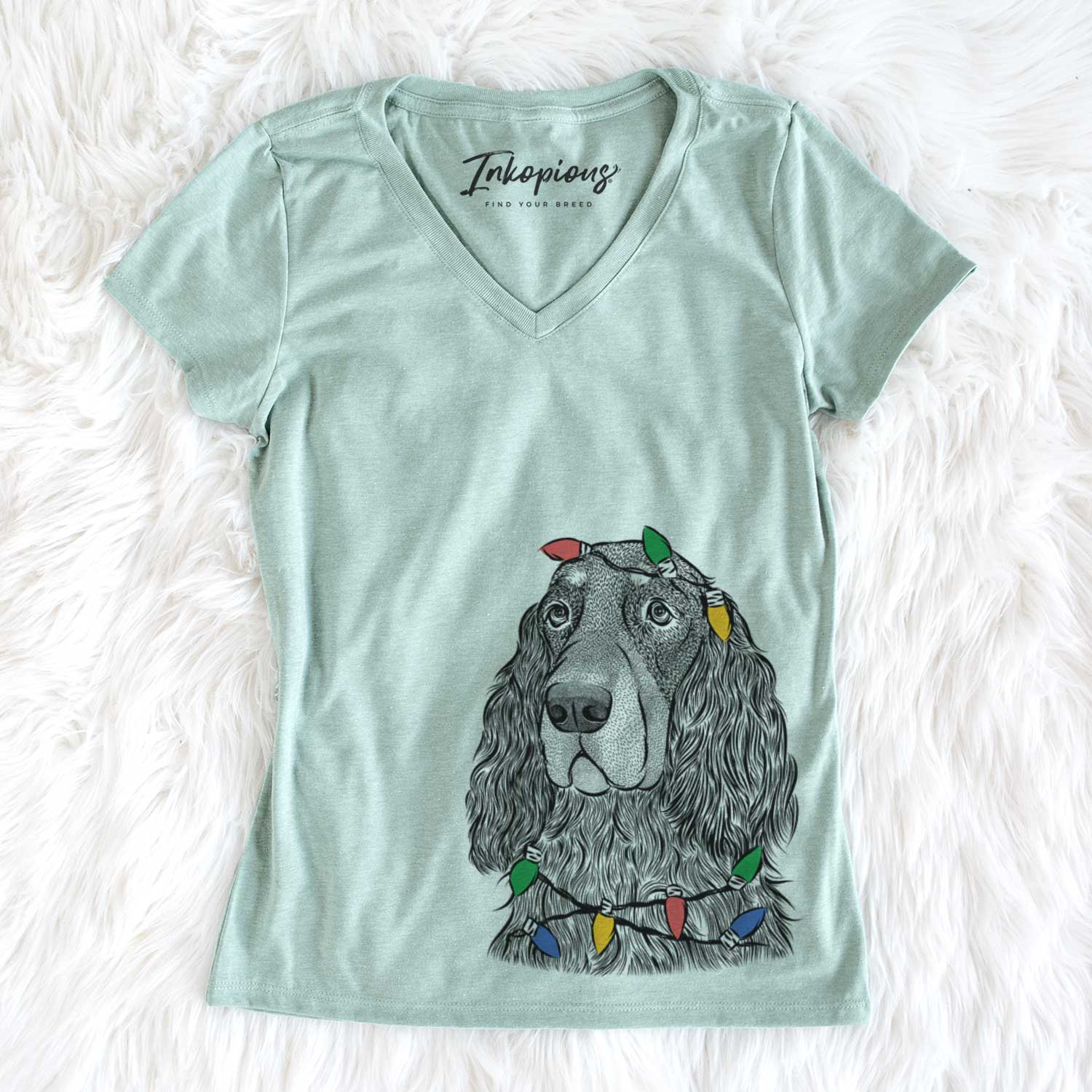 Christmas Lights Stormy the Gordon Setter - Women's V-neck Shirt