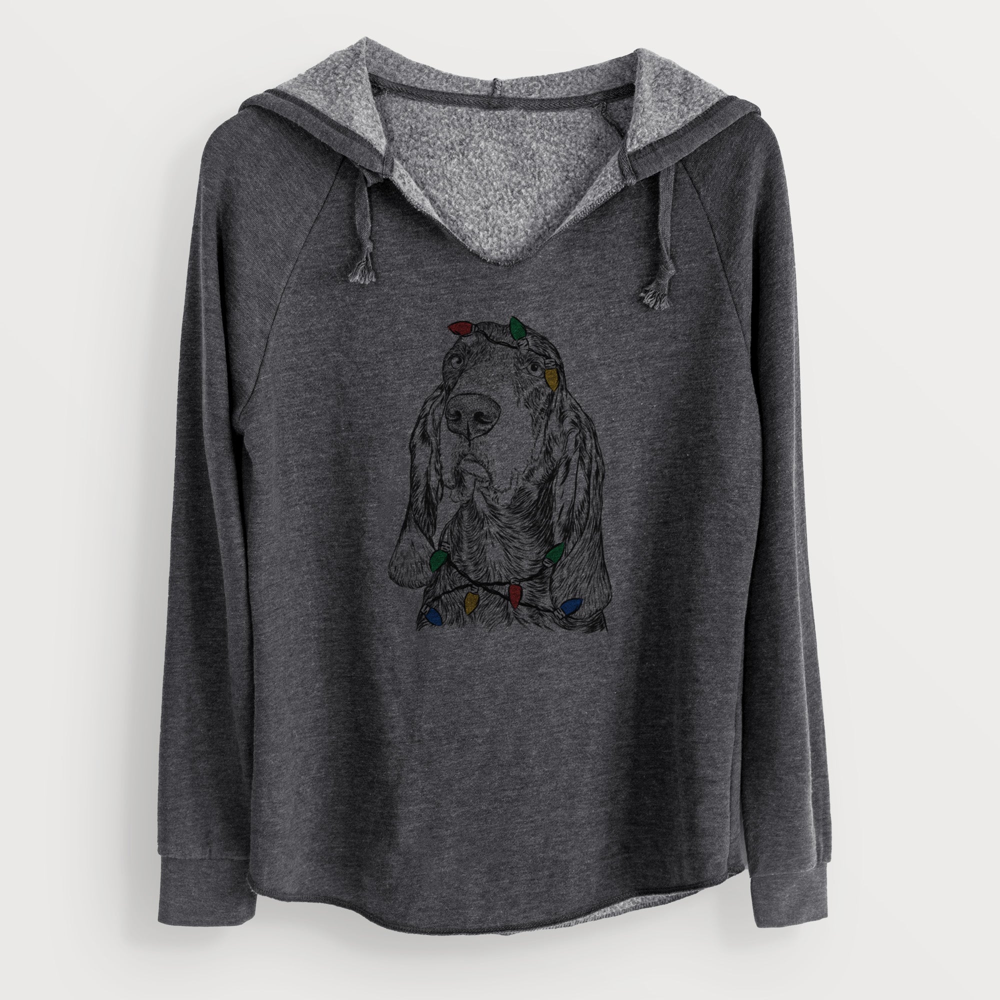 Christmas Lights Stu the Black and Tan Coonhound - Cali Wave Hooded Sweatshirt