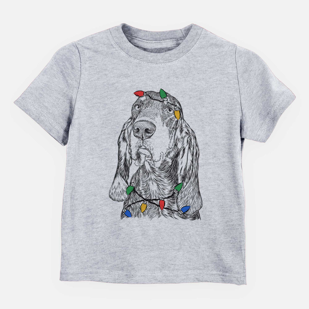 Christmas Lights Stu the Black and Tan Coonhound - Kids/Youth/Toddler Shirt