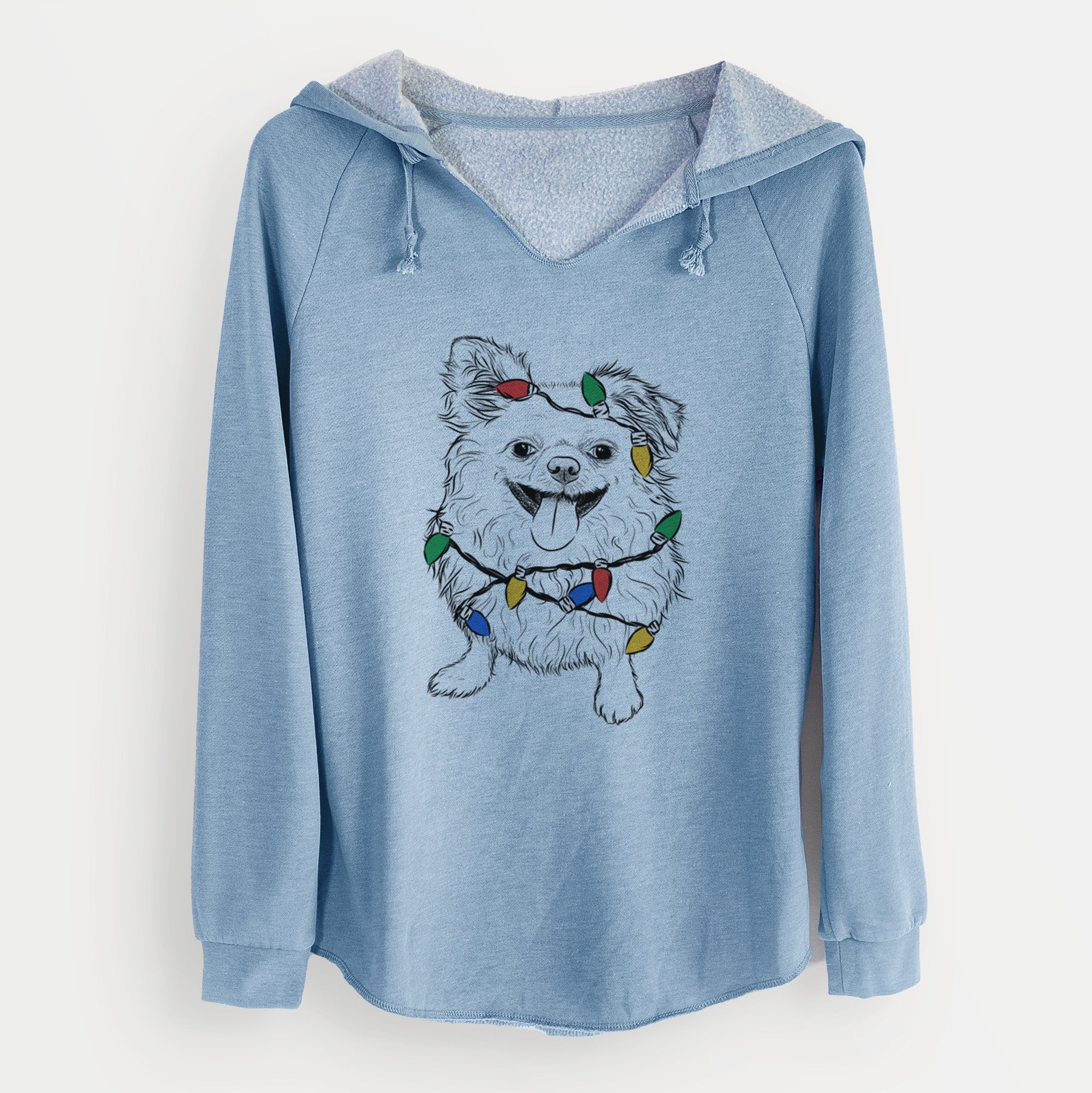 Christmas Lights Stuart the Longhaired Chihuahua - Cali Wave Hooded Sweatshirt