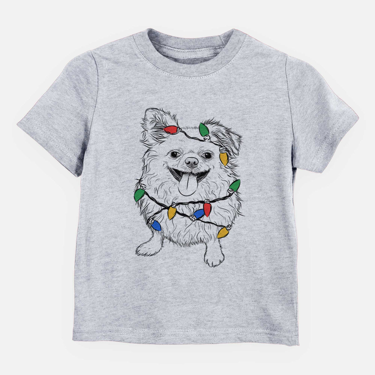 Christmas Lights Stuart the Longhaired Chihuahua - Kids/Youth/Toddler Shirt